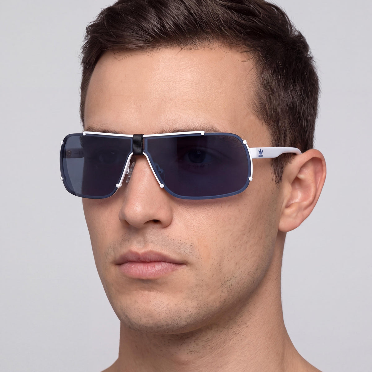 adidas Originals OR0030 Men's Sunglasses, White Metal Frame, Shield Style, Non-Polarized, 75mm Lens, Photo 3