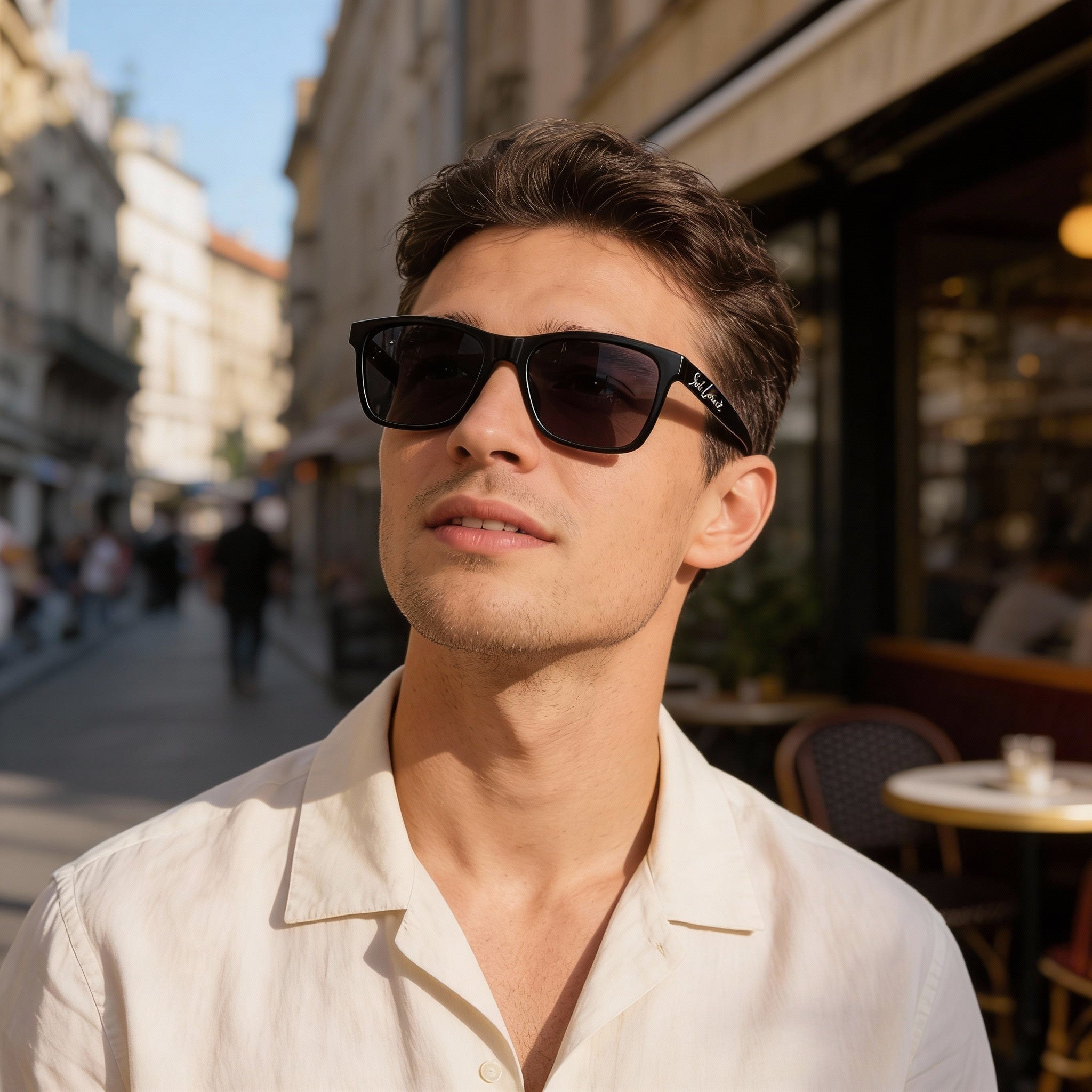 Gafas de sol clásicas Yves Saint Laurent para hombre, negras, con protección UV y montura RX, 56/17/145, Photo 5