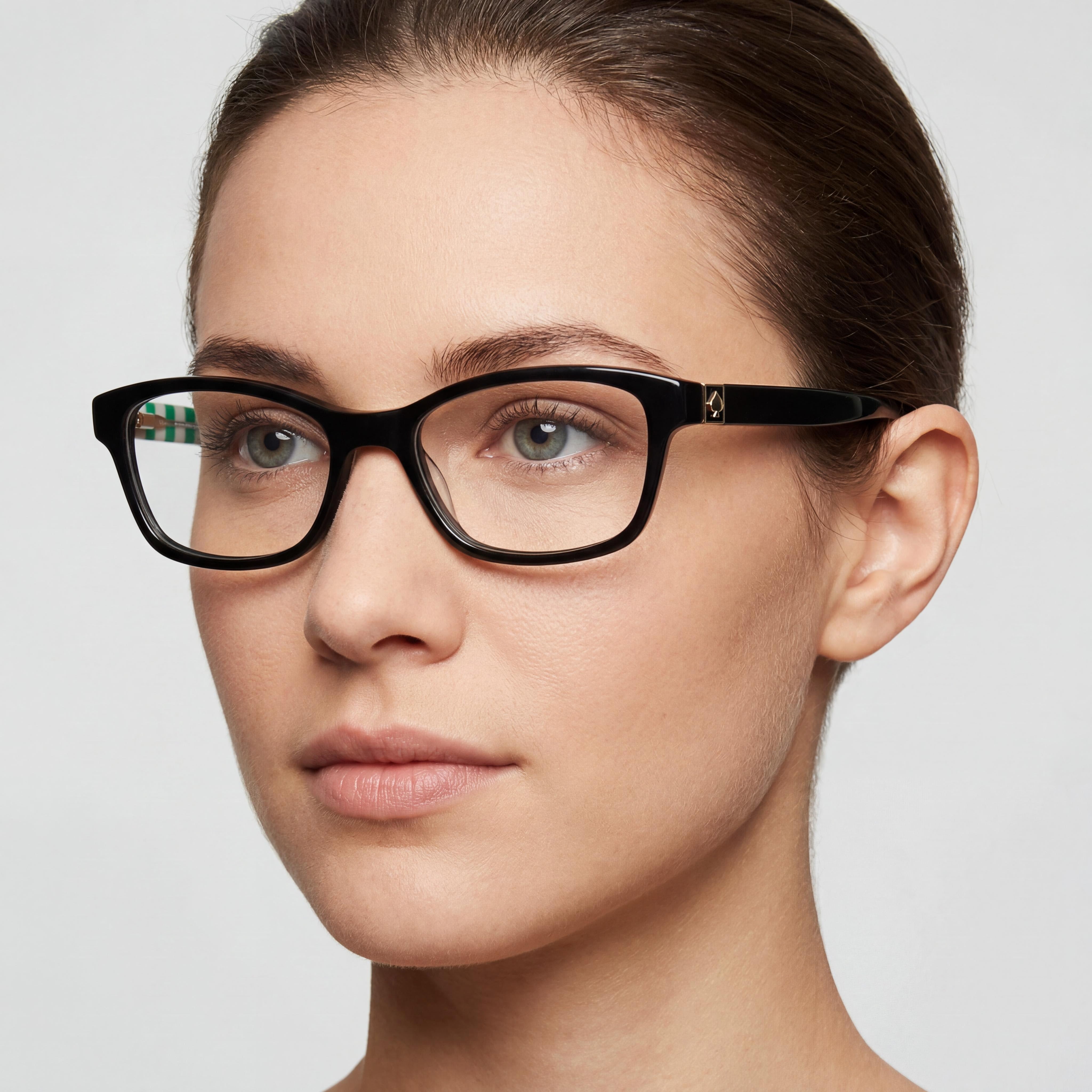 Kate Spade New York Women's Modern Black Acetate Frame Eyeglasses with Demo Lenses, 50mm Lens Width, Photo 3