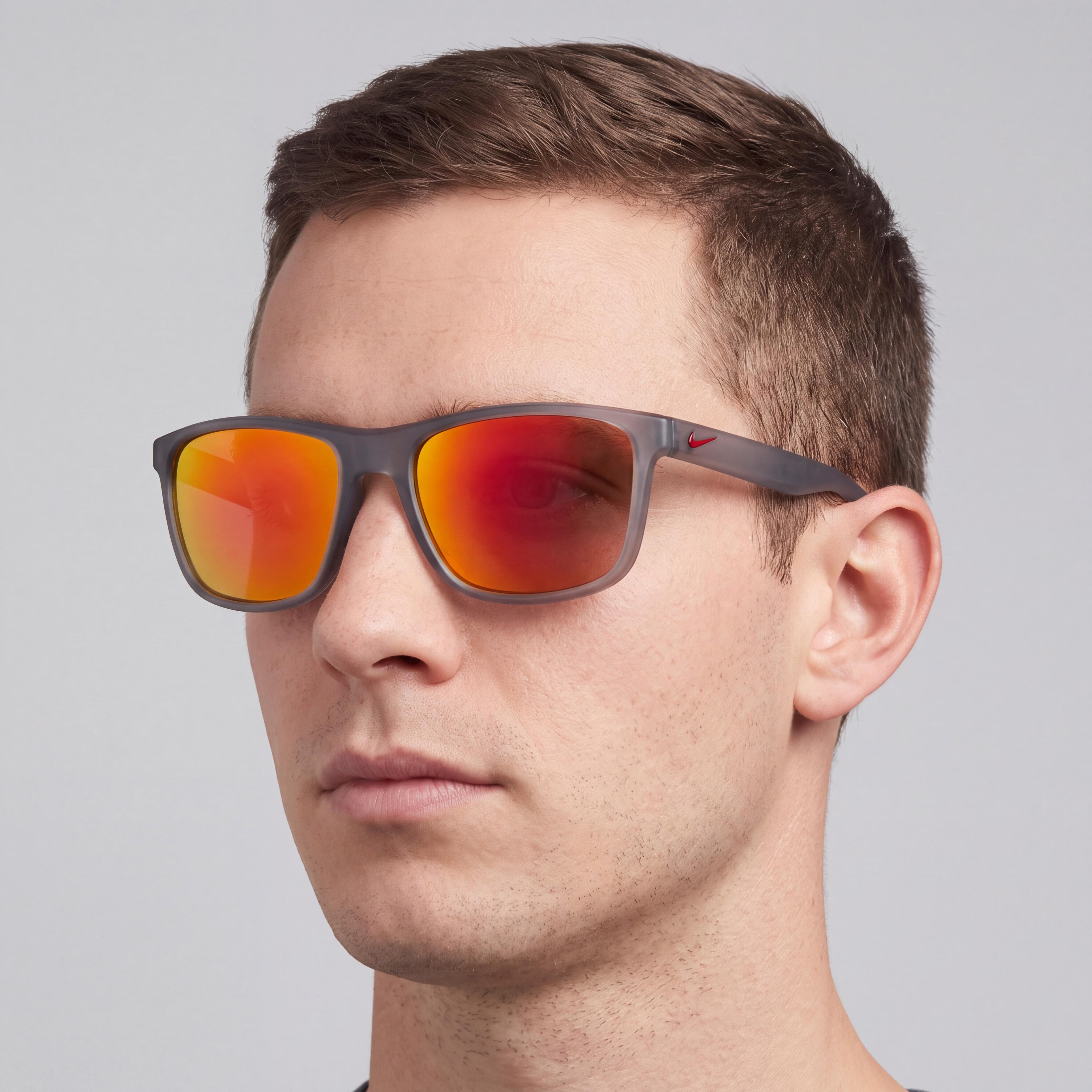 Nike Essential Endeavor Unisex Wine Red Plastic Frame Grey with Red Mirror Nylon Lenses UV Protection Non-Polarized Sunglasses, Photo 4