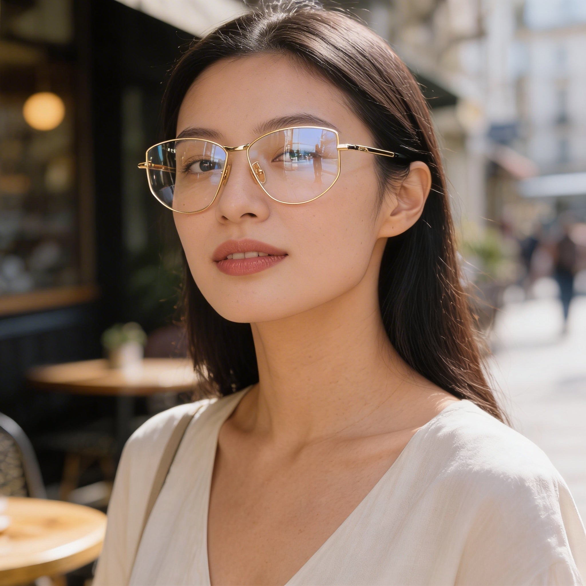Gafas MaxMara MM5153 para mujer con montura metálica dorada brillante y lentes de policarbonato (ancho de lente de 55 mm), Photo 6