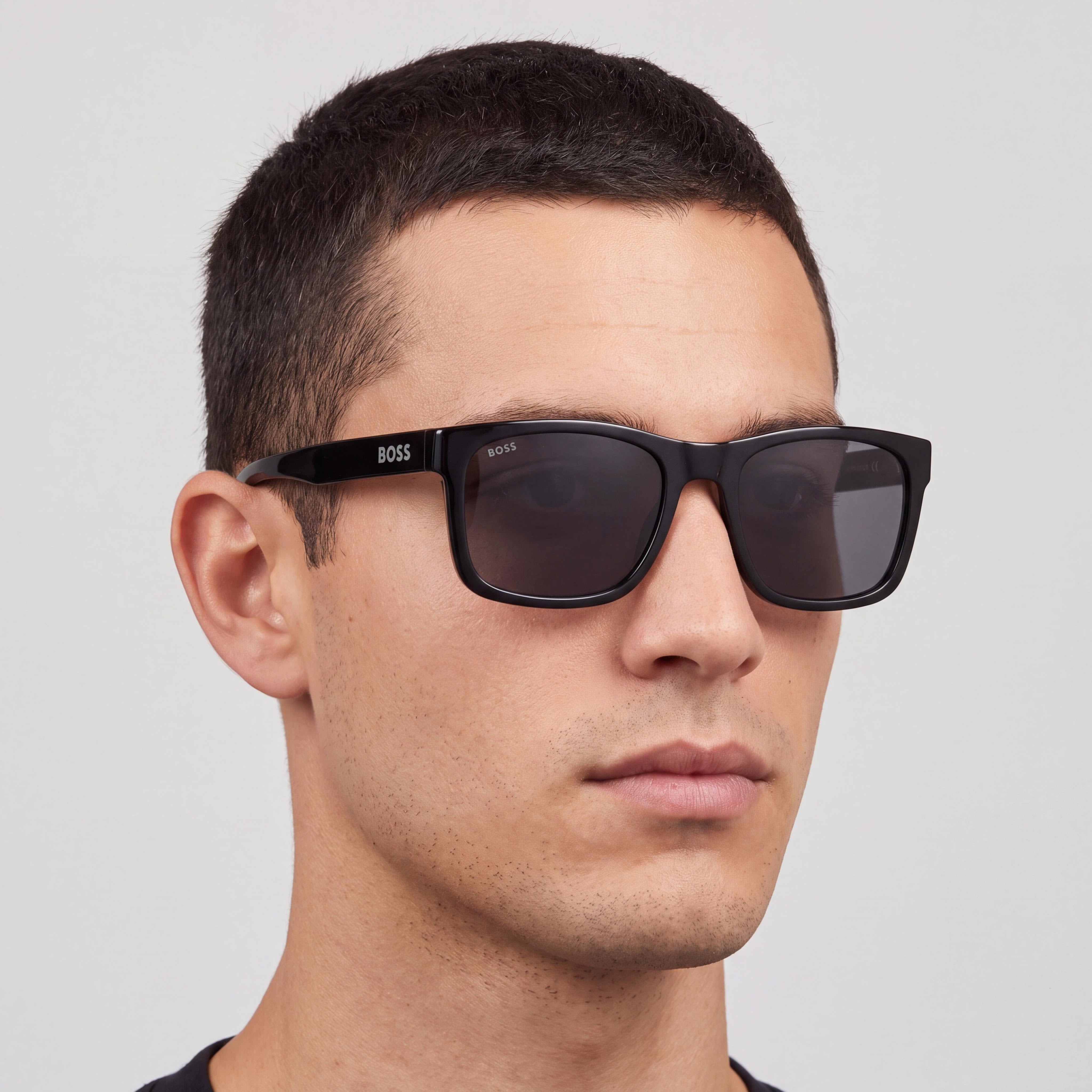 Hugo Boss Classic BOSS 1569/S Men's Black Grey Injection Propionate Grey Lenses UV Protected Sunglasses 55mm, Photo 5