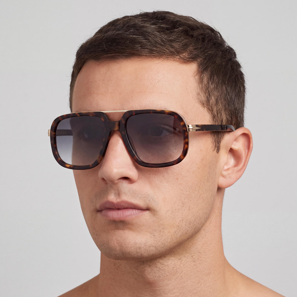 David Beckham Classic Men's Havana Gold Acetate Square Sunglasses 57mm, Photo 3