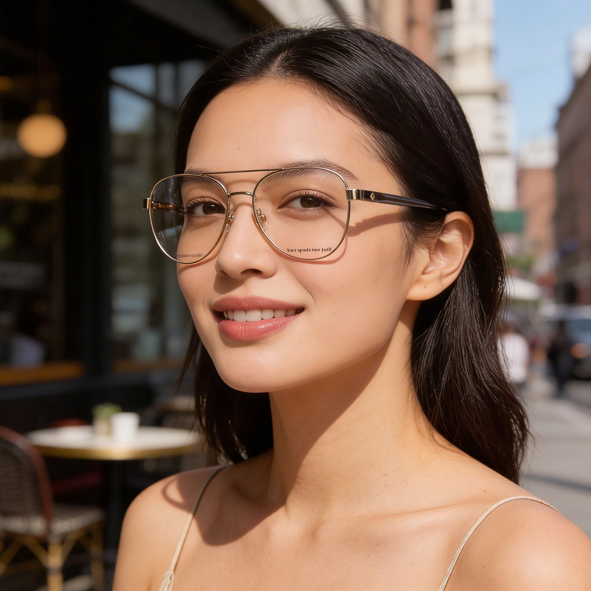 kate spade new york Gafas de sol modernas para mujer, montura de aleación de acero gris dorado, lentes de policarbonato con protección UV, 52 mm, Photo 5