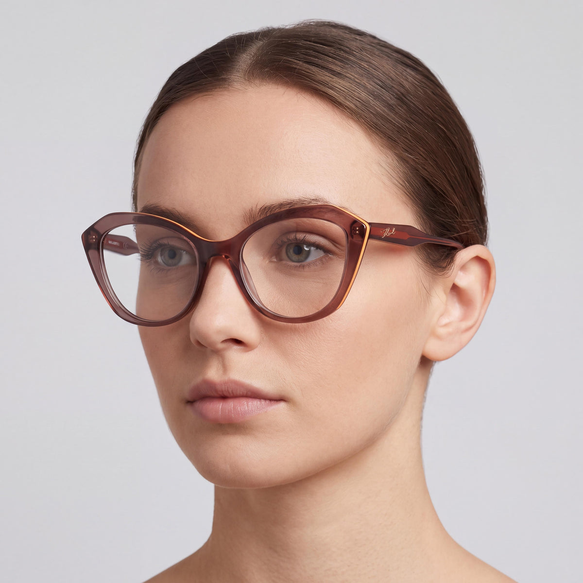 KARL LAGERFELD KL6137 Women's Modern Brown Eyeglasses, initiettato Frame with Polycarbonate Lenses, 52mm, Photo 5