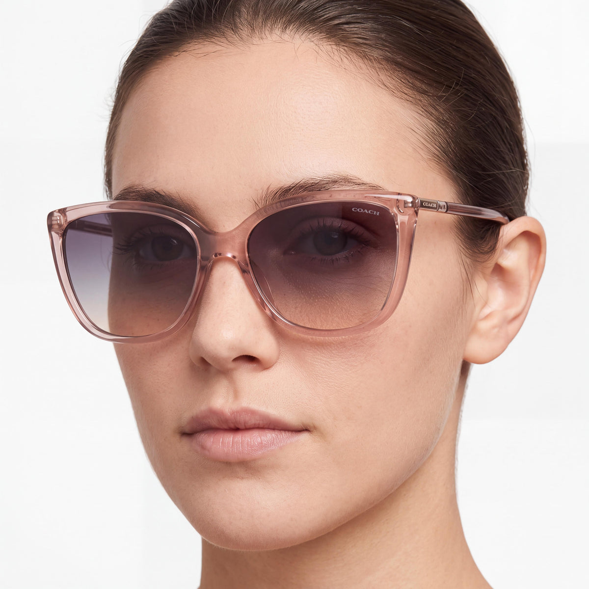 Coach Hc 8345 Women's Transparent Pink Injected Sunglasses with UV Protected Brown Blue Violet Gradient Lenses 57mm, Photo 4