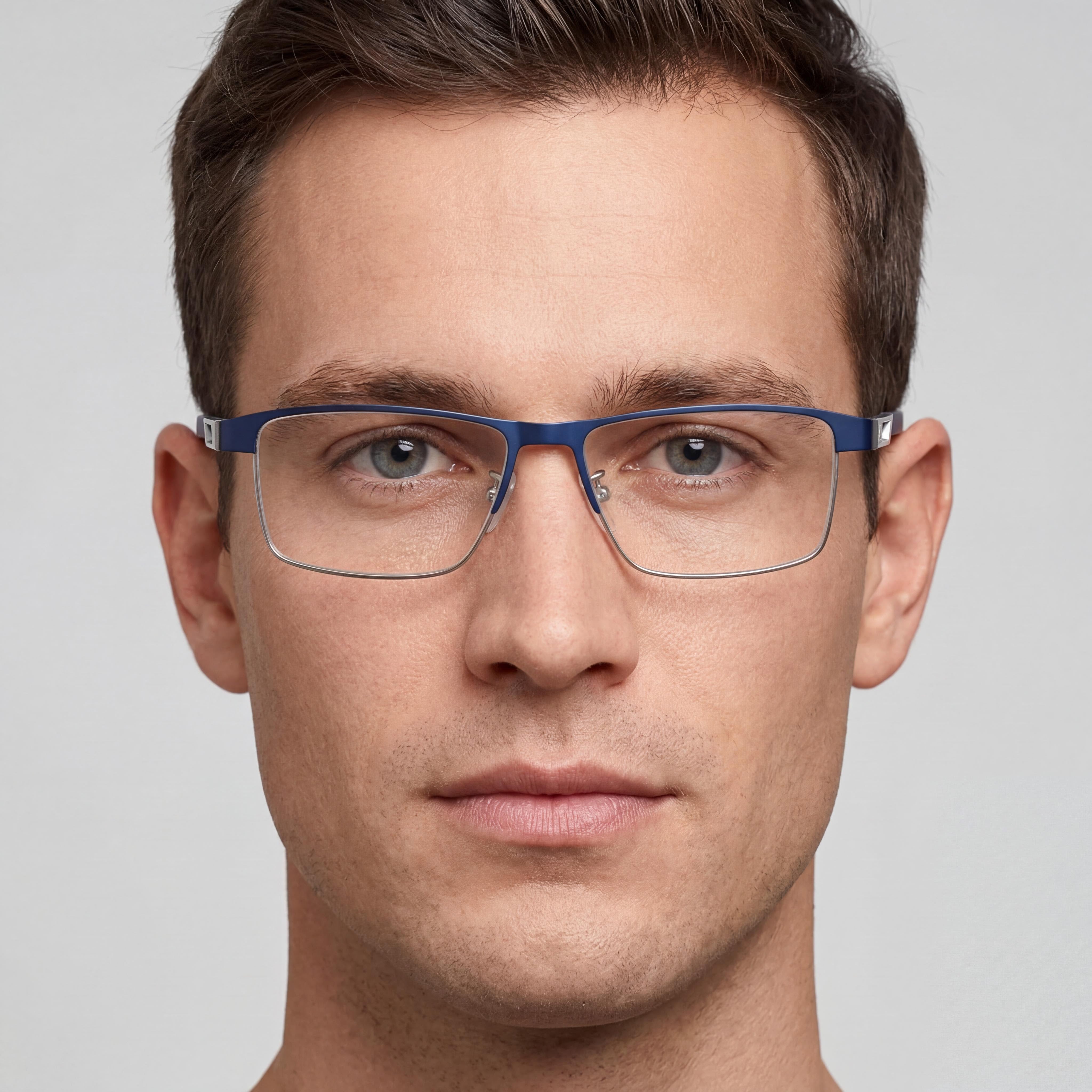 Gafas de vista Adidas Sp5023 para hombre con montura metálica en azul rodio mate, lentes de 54 mm, puente de 15 mm, patillas de 140 mm, Photo 3