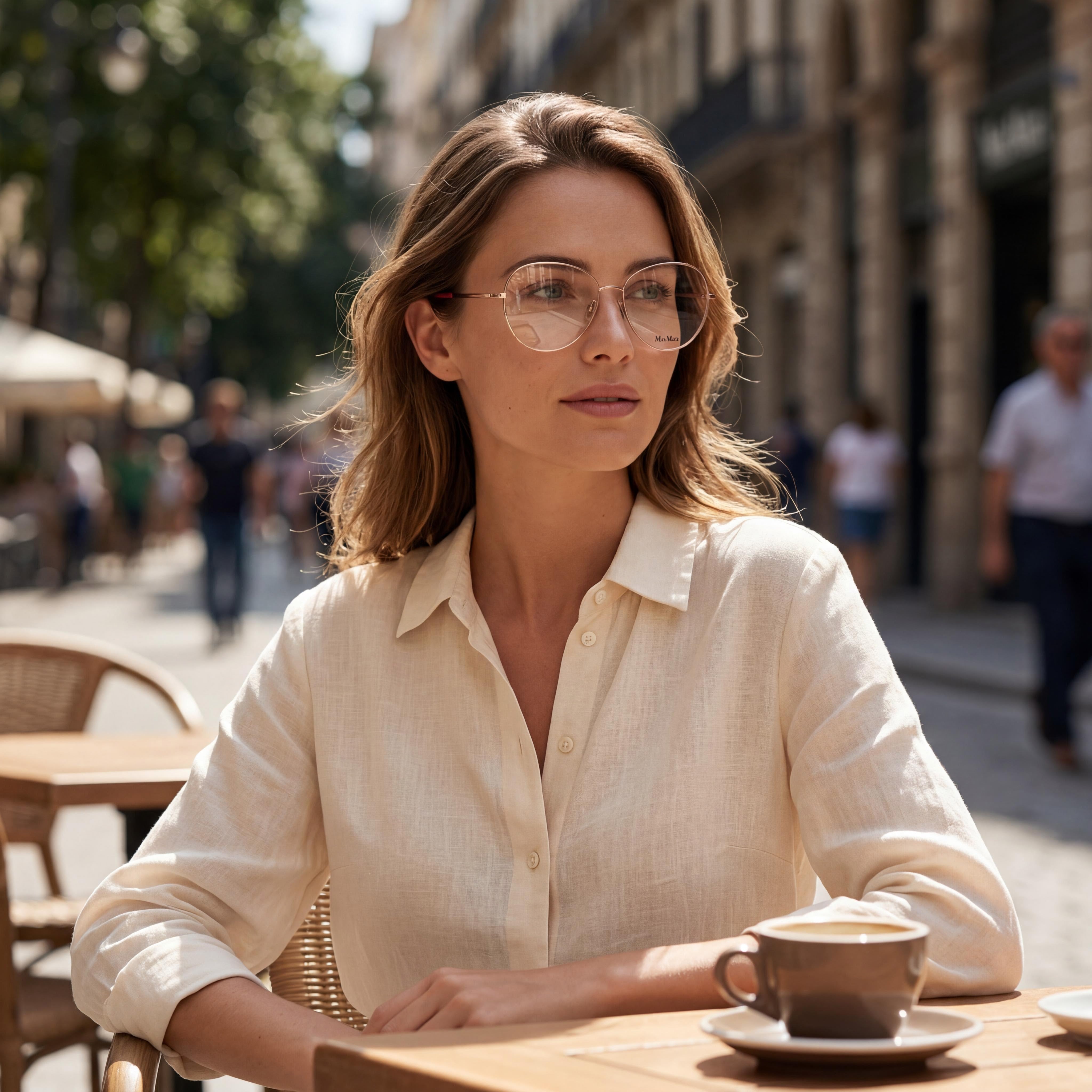 Gafas metálicas MaxMara MM5001-H para mujer con montura de oro rosa brillante y lentes transparentes personalizables de 57 mm, Photo 4