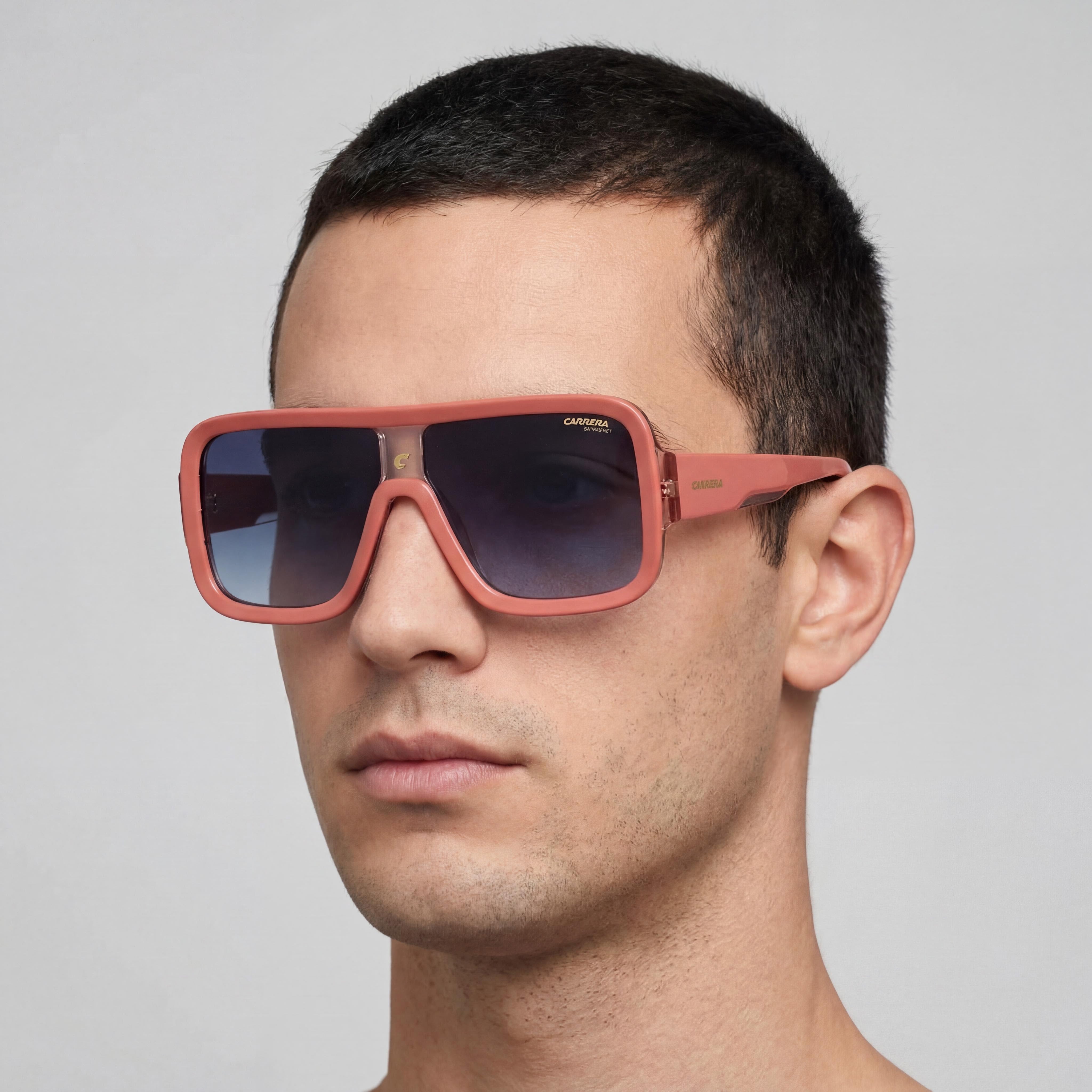 Gafas de sol Carrera Flaglab 14 para hombre, acetato, rosa, beige, gris oscuro, sombreado, policarbonato, no polarizadas, protección UV, 62 mm, Photo 5
