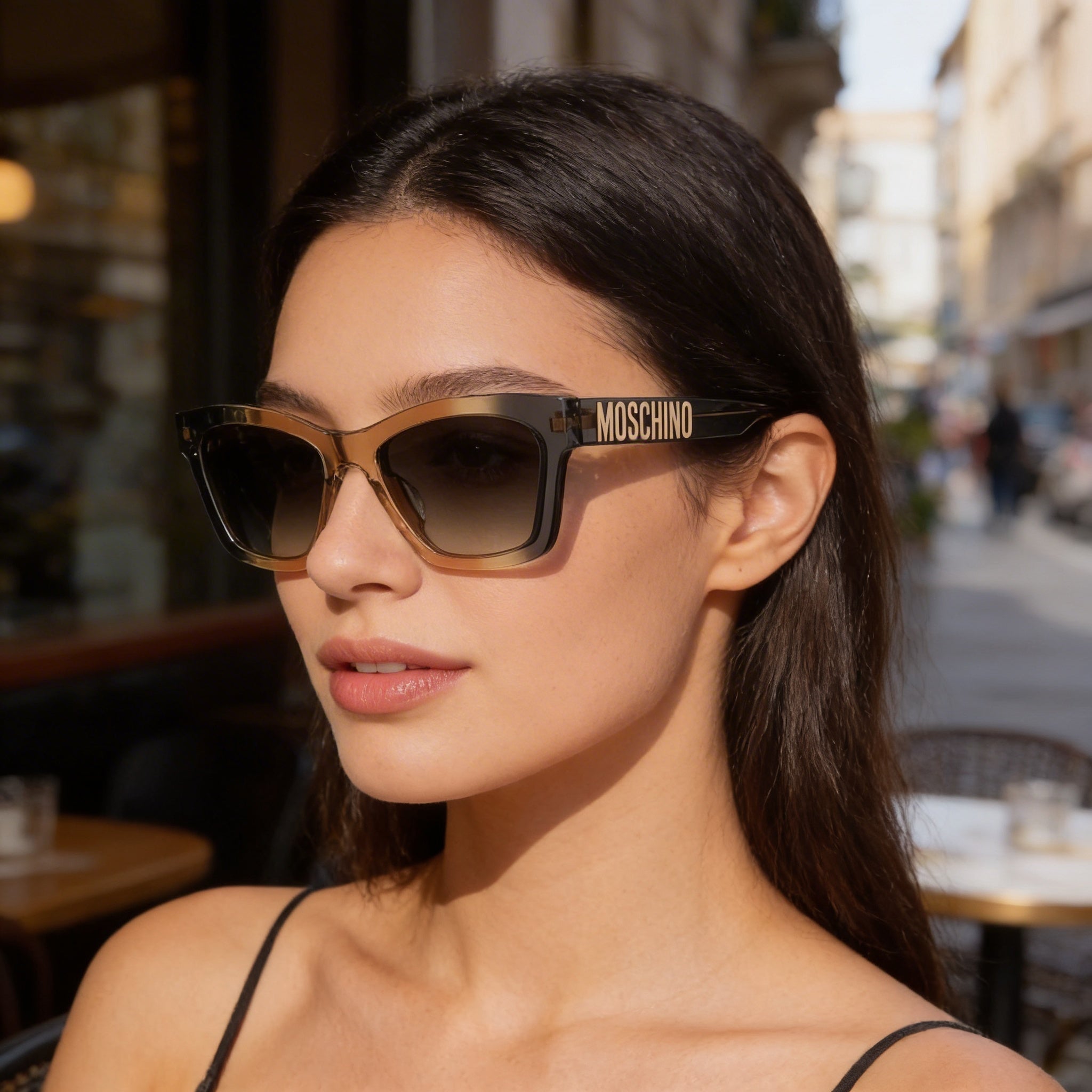 Moschino Modern Women's Grey Ochre High-Quality Acetate Lightweight UV Protected Eyewear, 54mm Lens Width, Photo 5