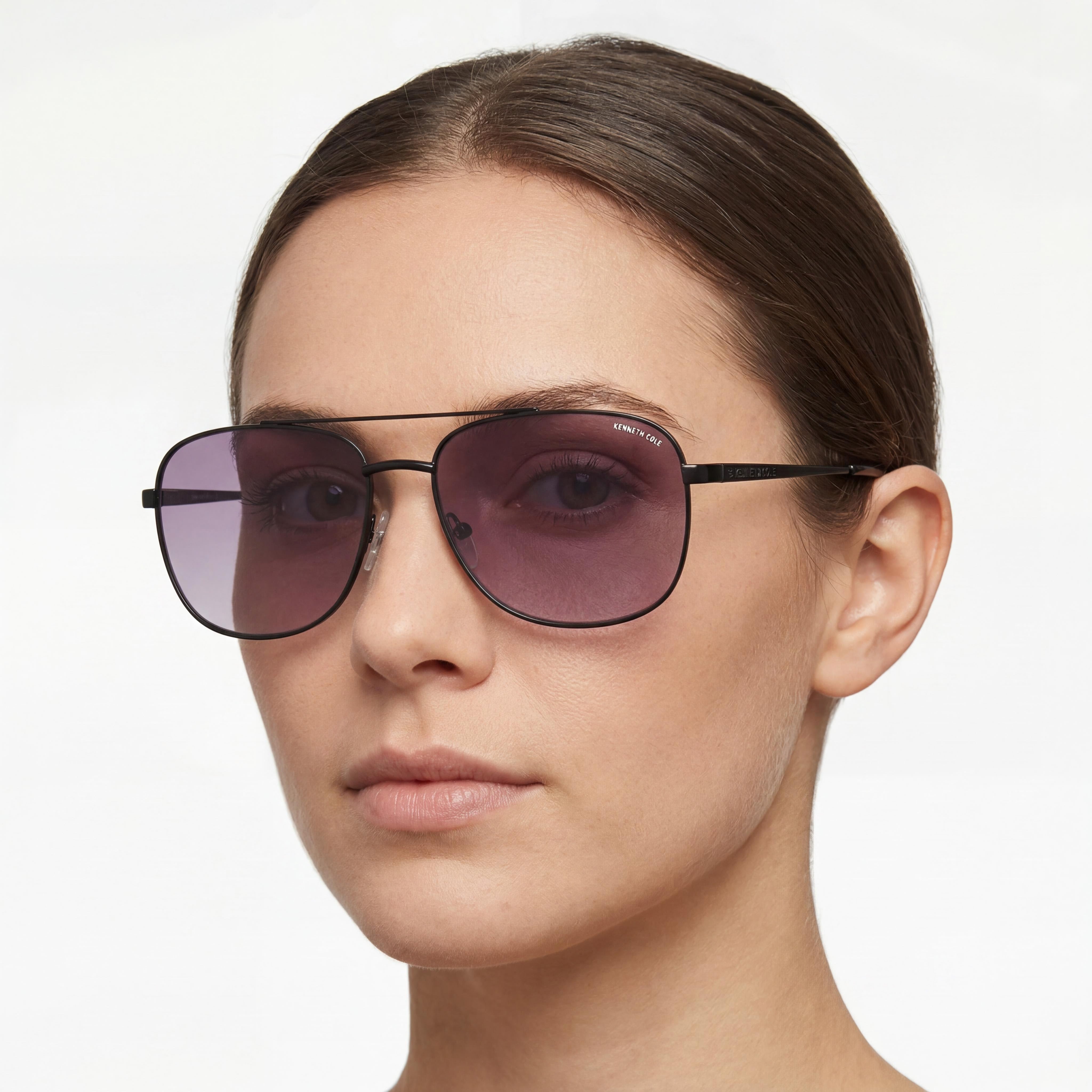 Kenneth Cole New York Kc5901b Women's Metal Non-Polarized Sunglasses, Shiny Black Frame, Gradient Smoke Lenses, 59mm, Photo 4