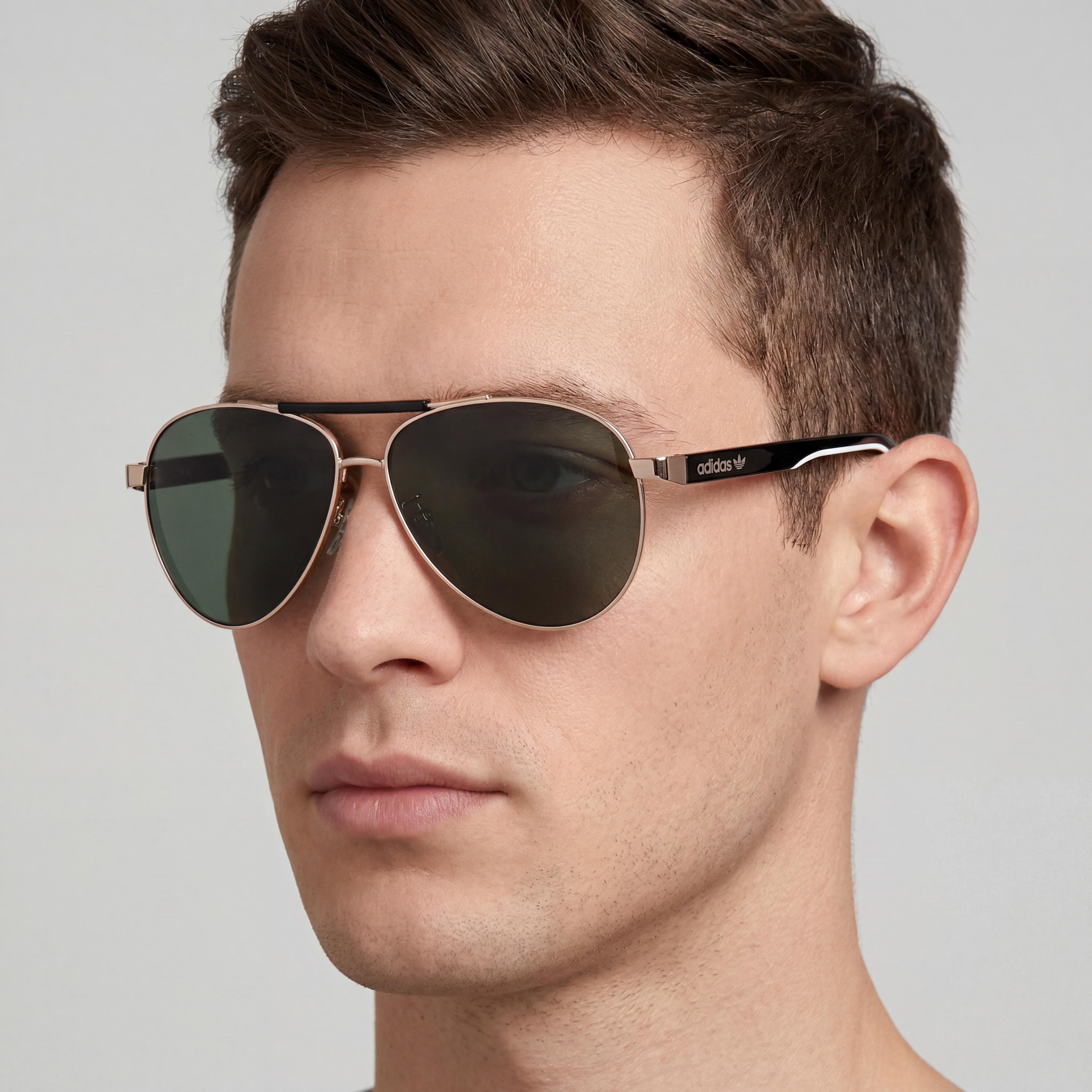 adidas Originals Modern Men's Shiny Rose Gold Acetate Sunglasses with Green UV Protection Lenses 59mm, Photo 4