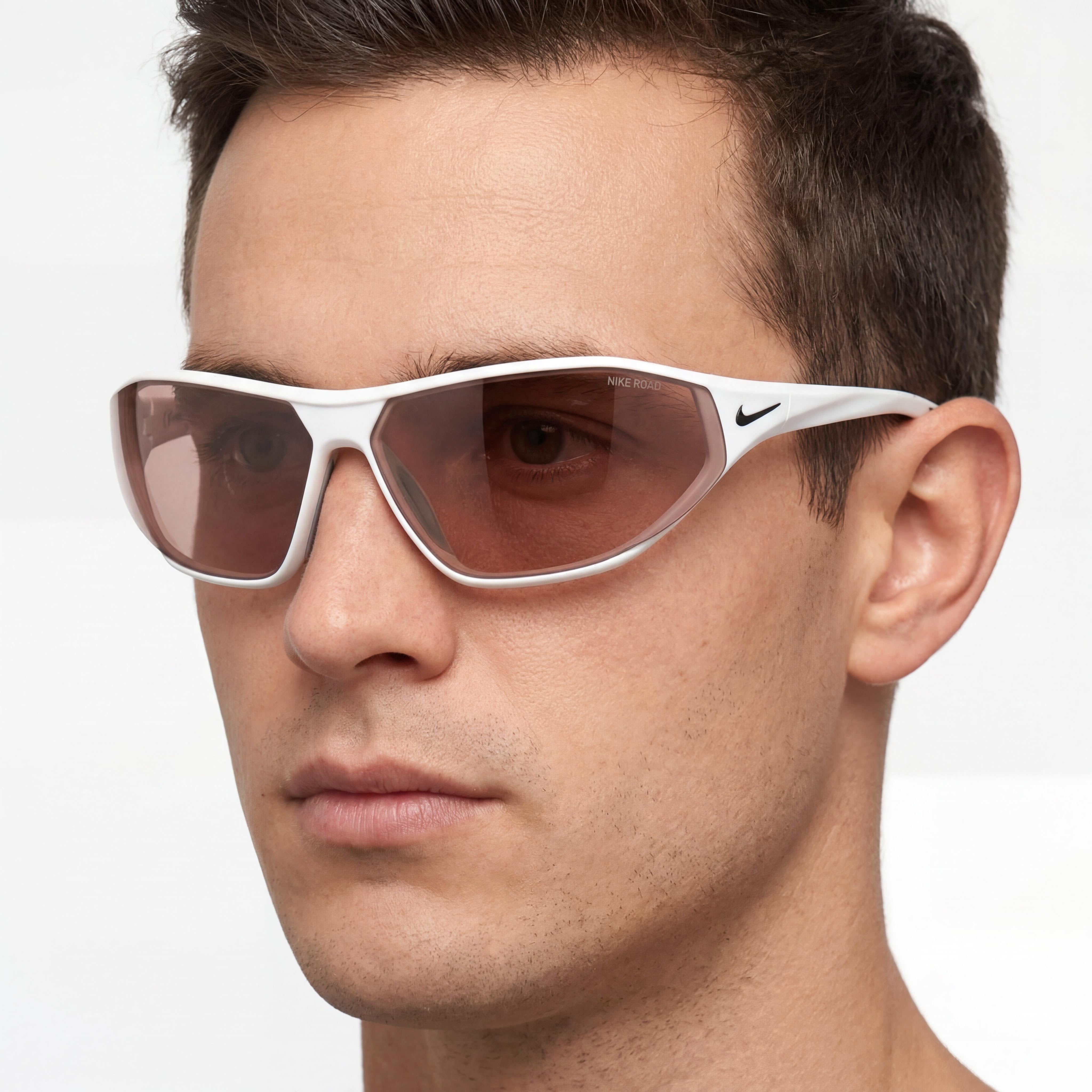 Nike Aero Swift Shield Men's Sunglasses White Plastic Frame Road Tint Lenses 100% UV Protection 65mm, Photo 4