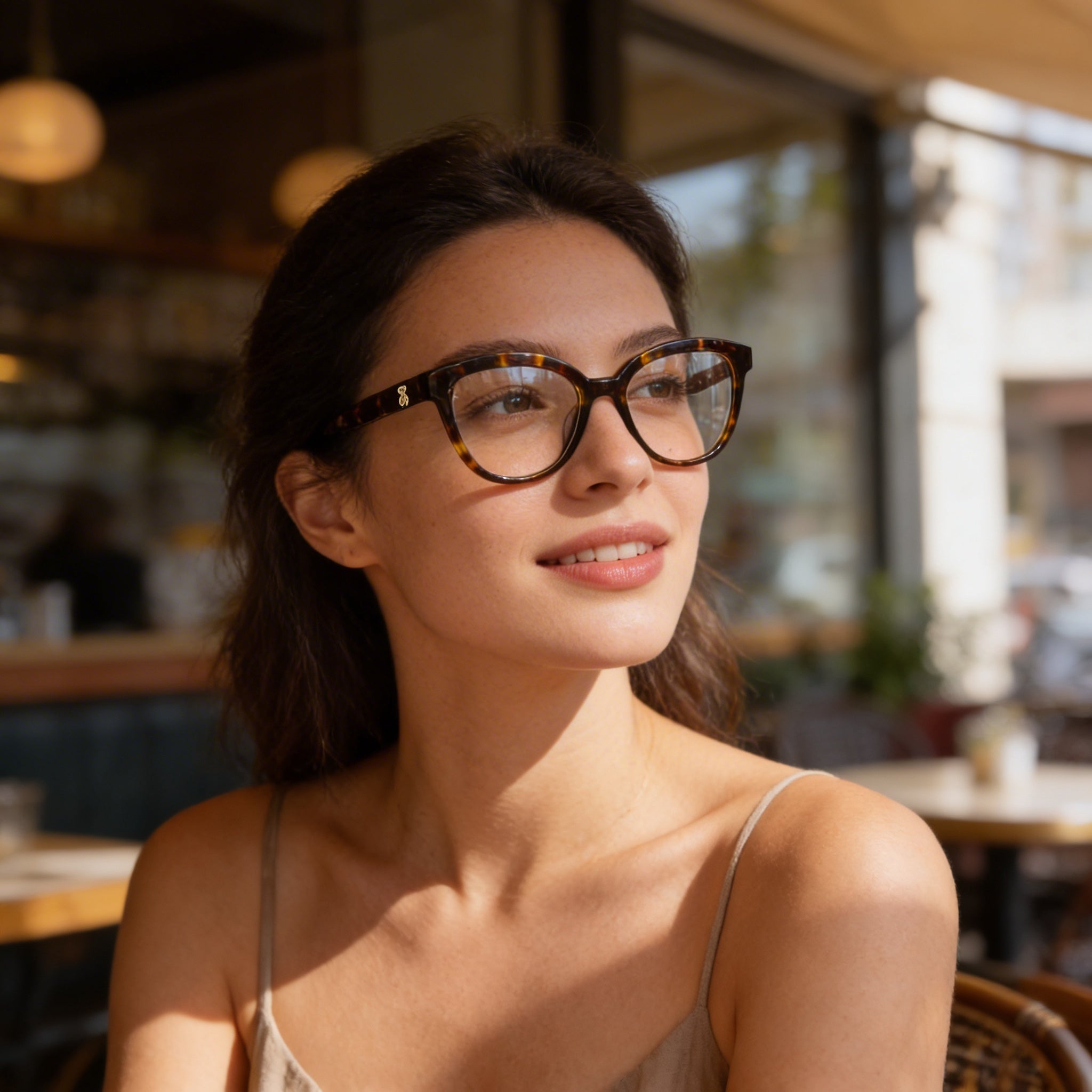 Tous Square Women's Red Havana Acetate Prescription Ready Eyeglasses with Clear Demo Lenses 53mm, Photo 6