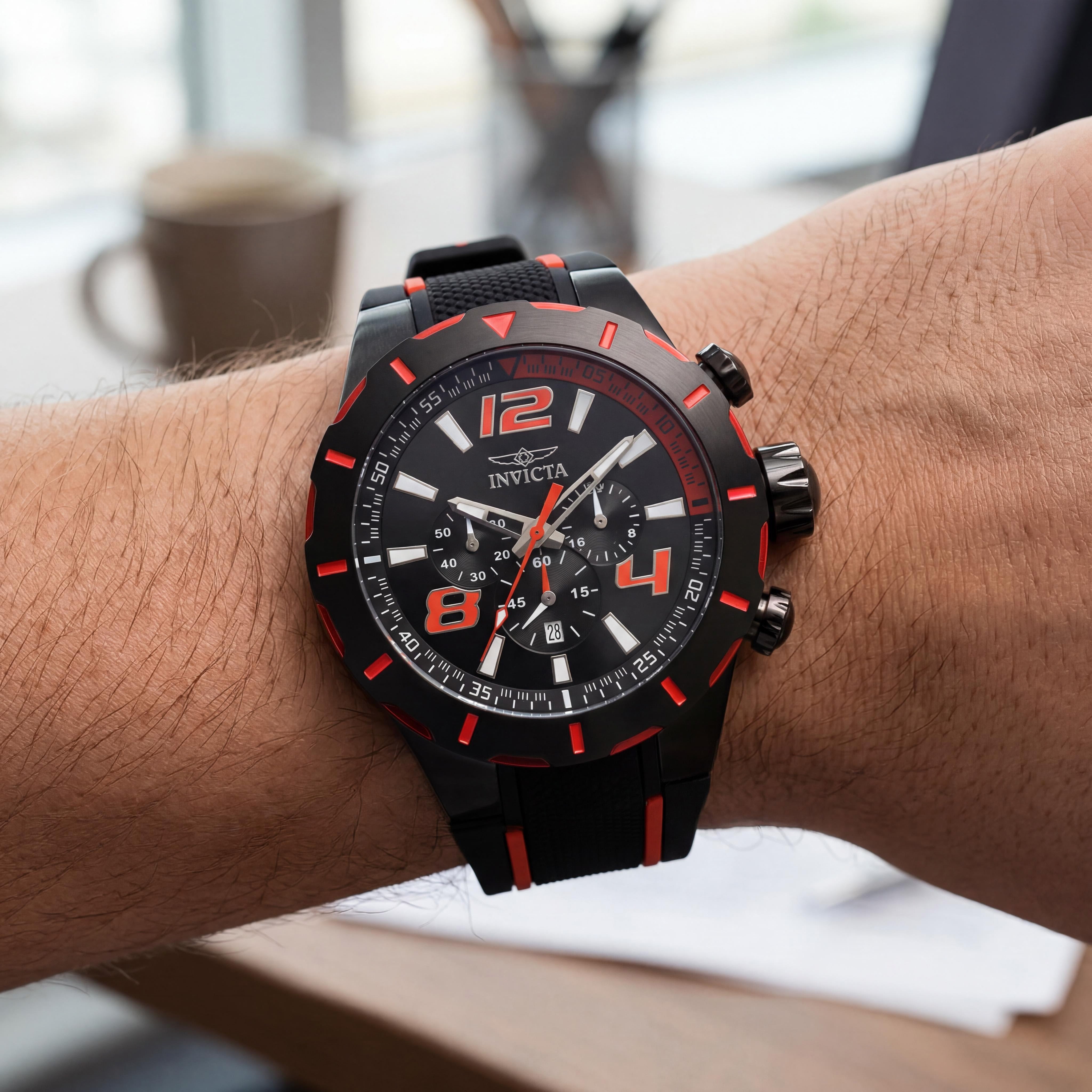 Invicta S1 Rally 20109 Men's Black Dial Chronograph Quartz Watch, 53mm Case with Silicone Strap, Photo 4