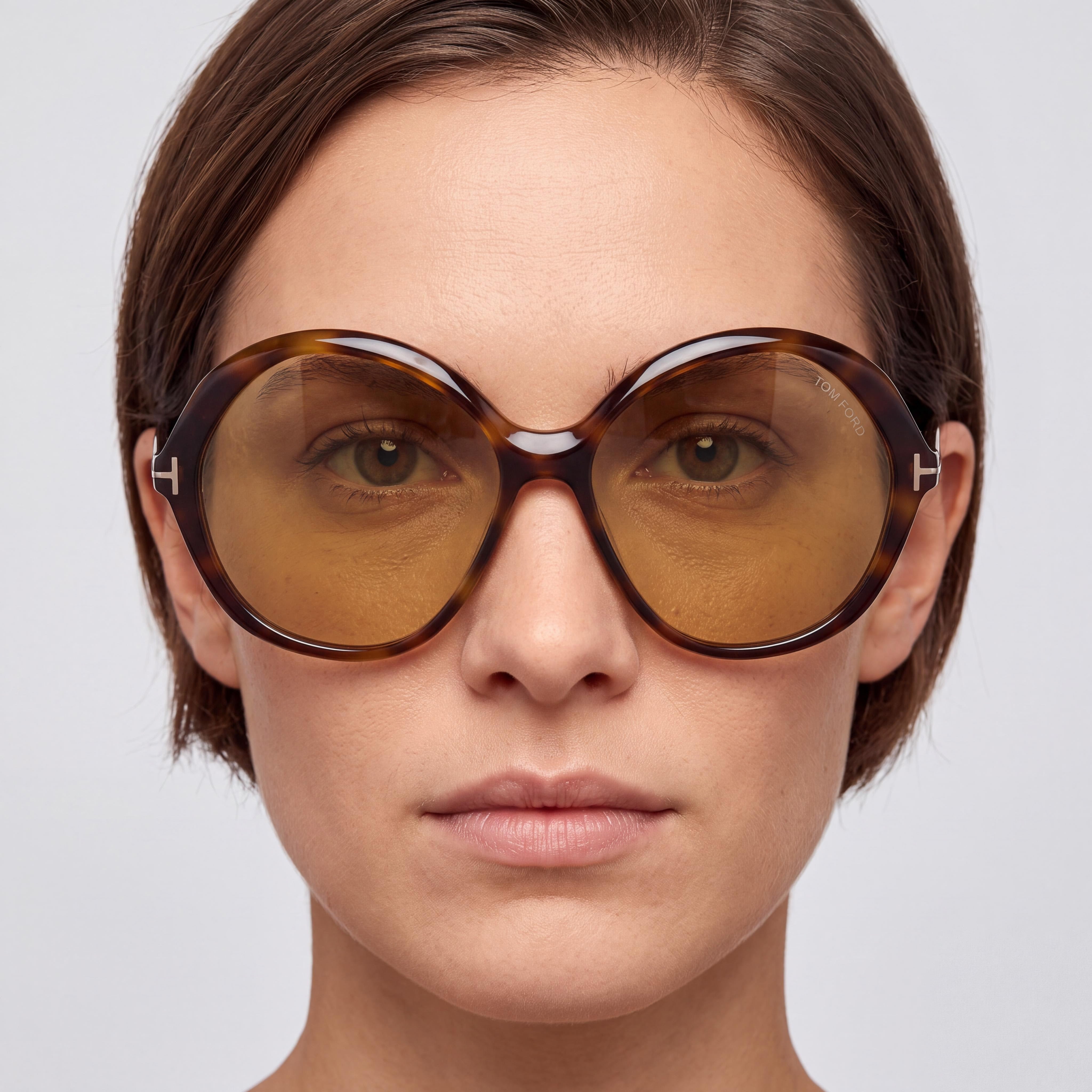 Tom Ford FT 1282 Classic Unisex Eyewear with Dark Havana Plastic Frame, Non-Polarized Multicolor Polycarbonate Lenses, 60mm, Photo 4