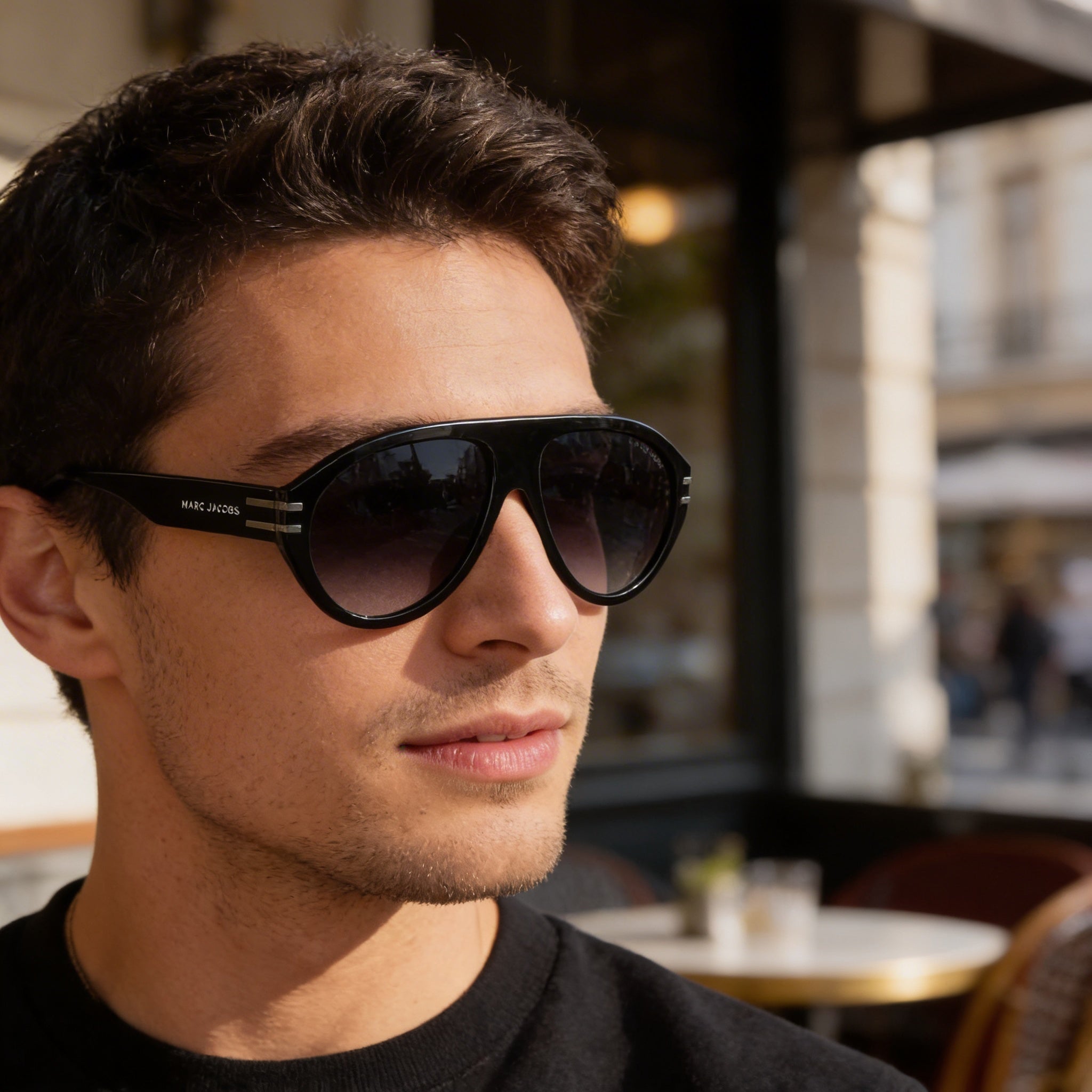 Gafas de sol informales de acetato Marc Jacobs para hombre con montura rutenio oscuro negro y lentes sombreadas gris oscuro de 58 mm, Photo 6