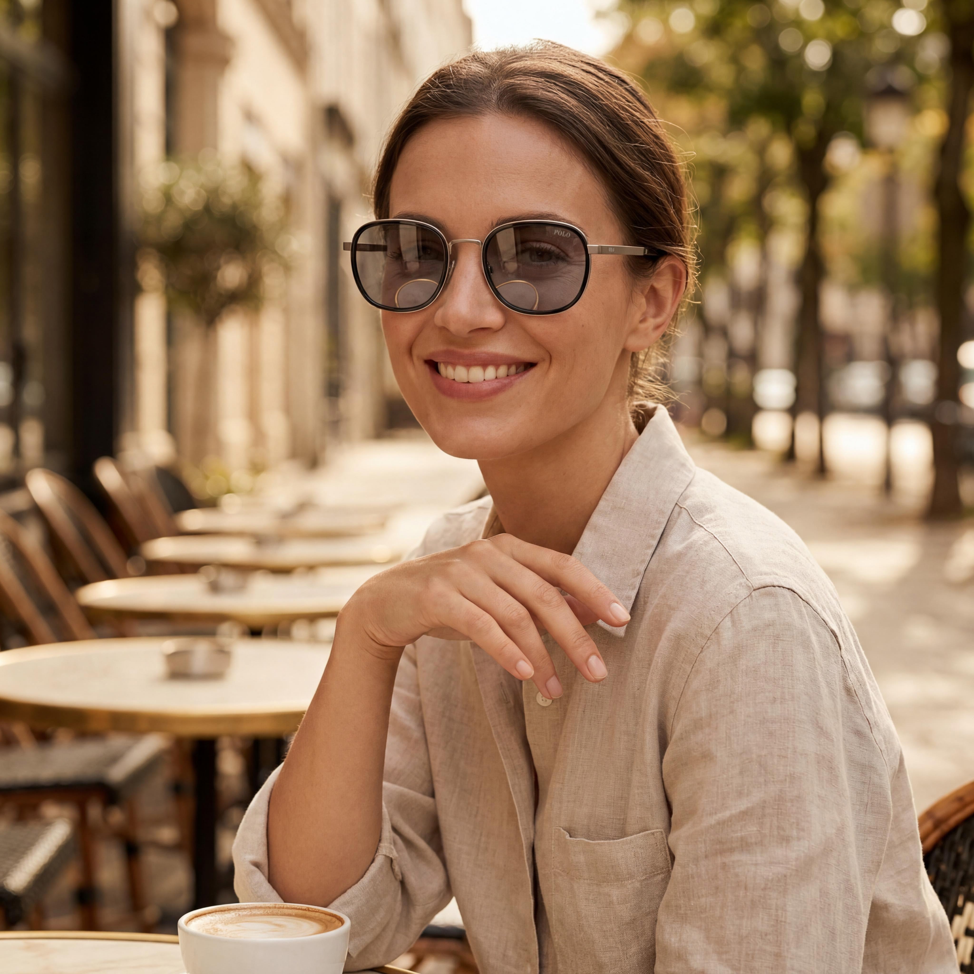 POLO RALPH LAUREN Ph3151 Women's Metal Frame Sunglasses, Black Gunmetal Dark Grey, Dark Grey Lenses with UV Protection, 54mm, Photo 5