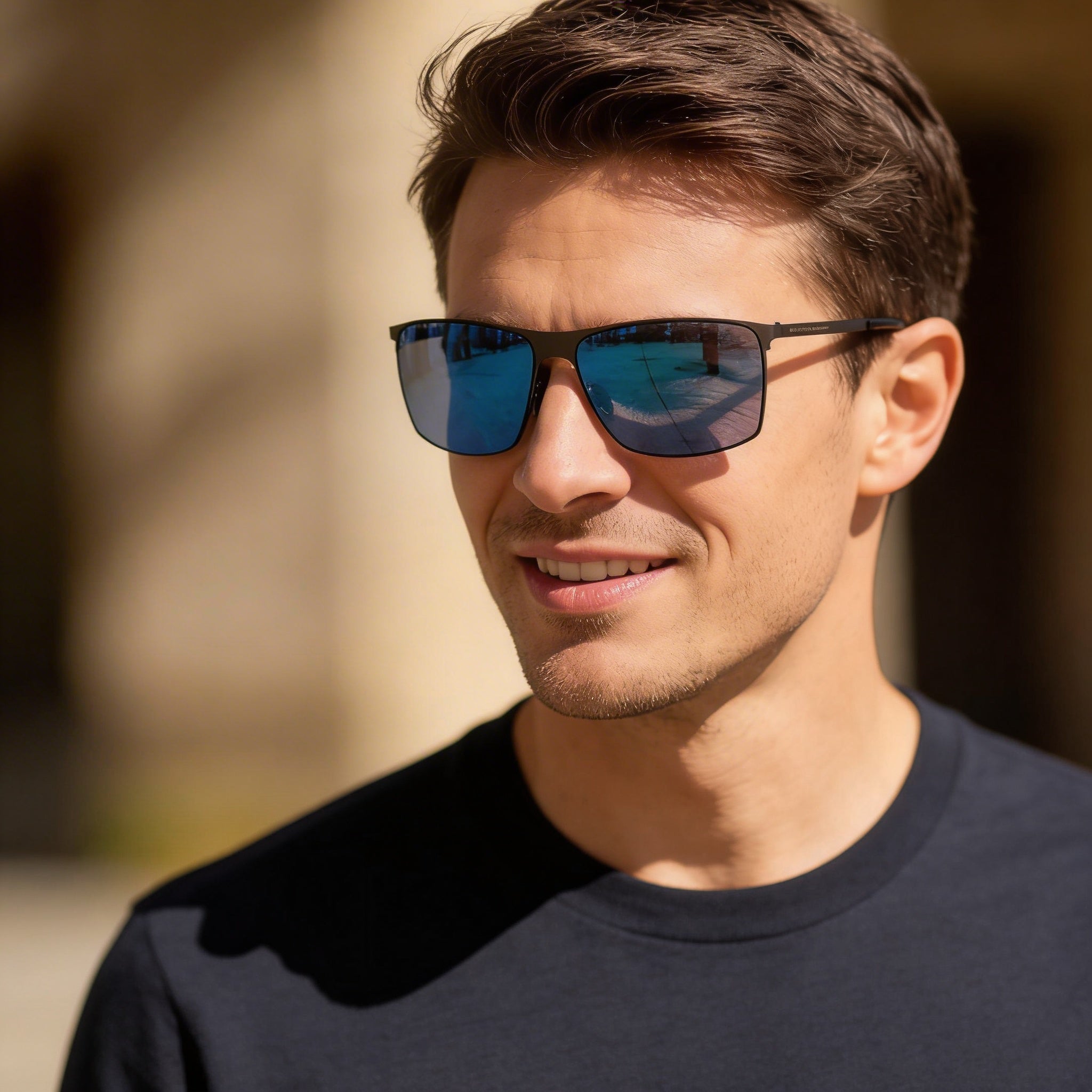 Gafas modernas Porsche Design para hombre, montura Gun, lentes azules no polarizadas, 64 mm, protección UV, Photo 4