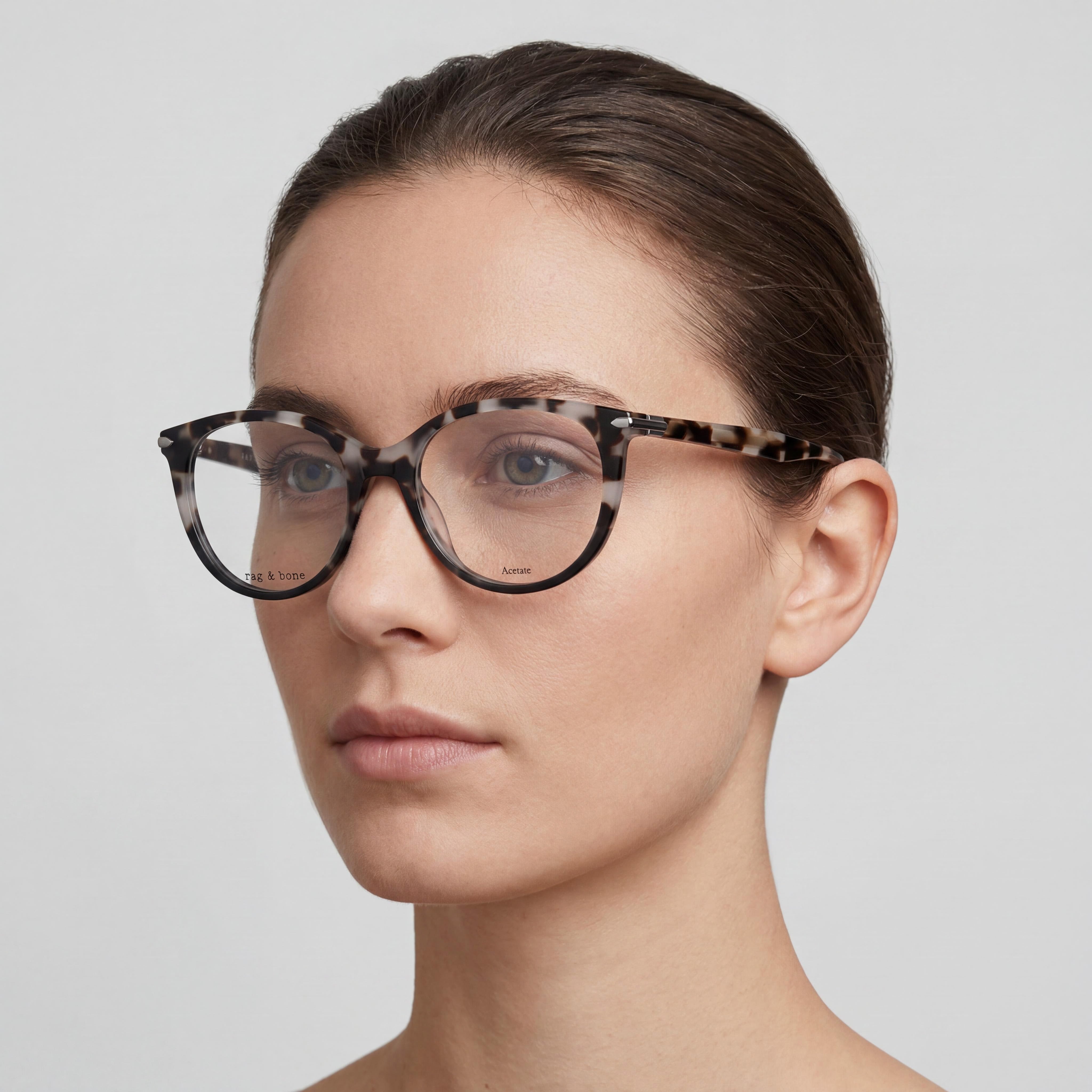 rag & bone Casual Women's Acetate Havana Grey Eyeglasses with Plastic Transparent Lenses, Size 51-18-140, Photo 3