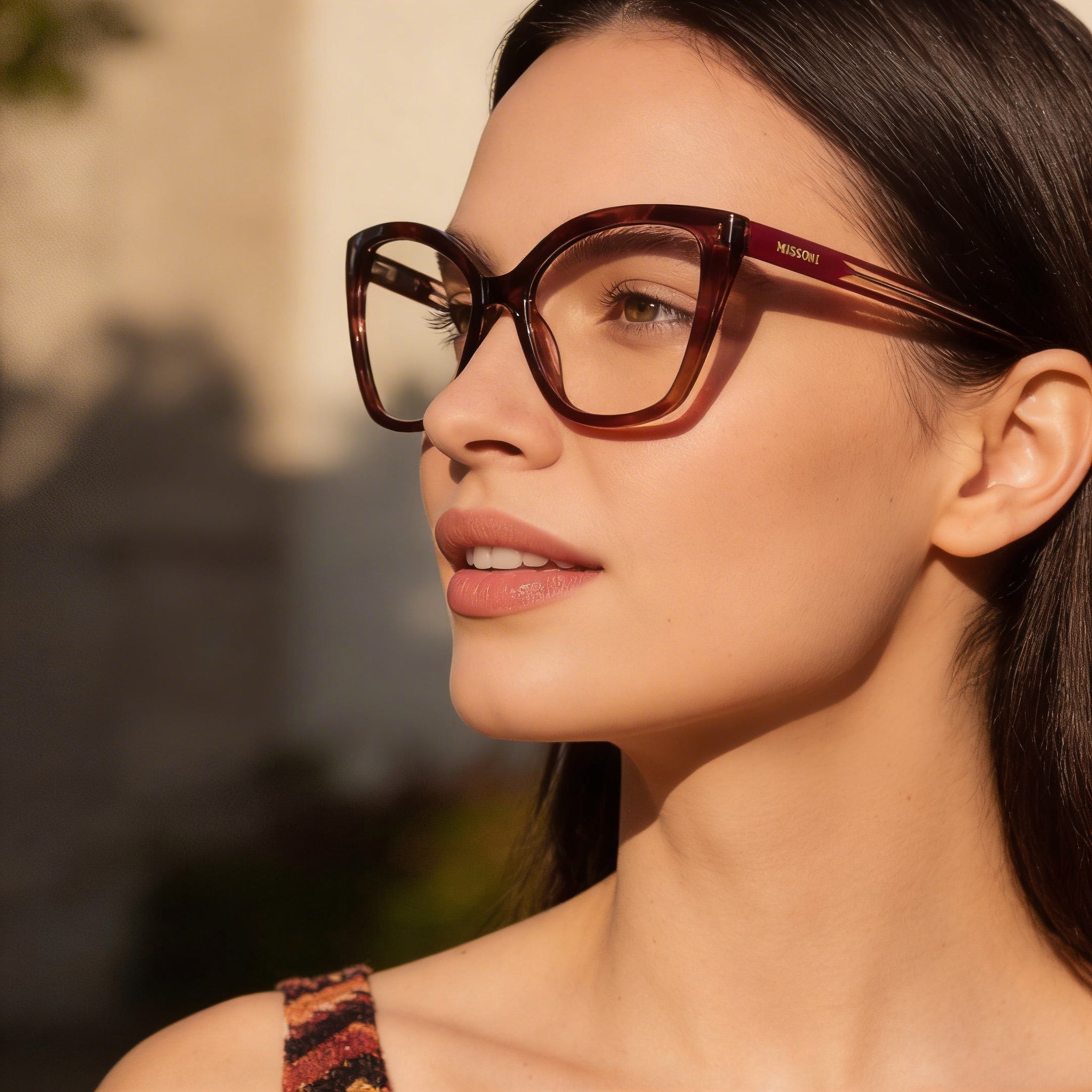 Montura de gafas de acetato rojo de cuerno Missoni casual para mujer con ancho de lente de 51 mm, puente de 17 mm, patilla de 145 mm, Photo 6