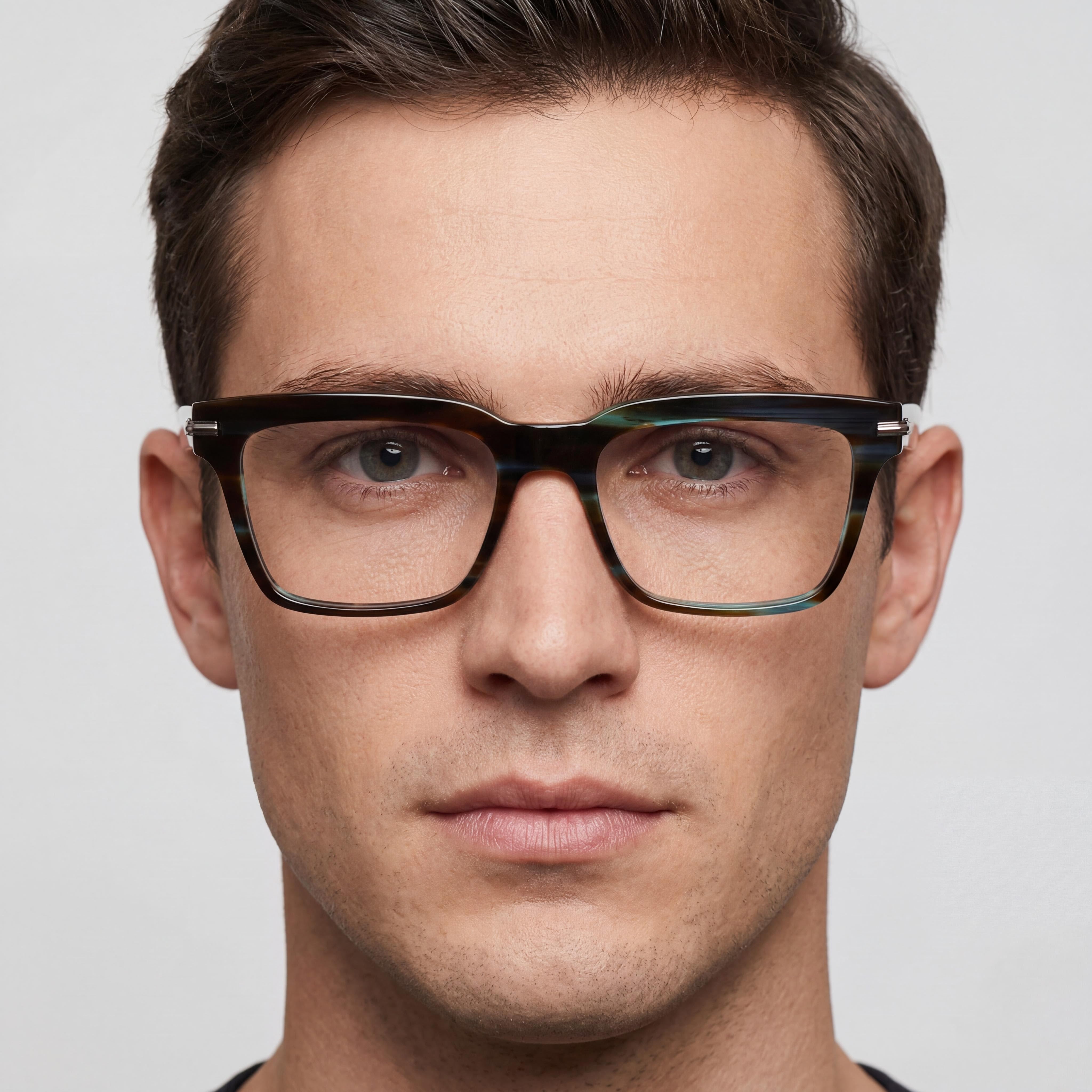Ferragamo Men's Sf3014 Acetate Frame Striped Green Non- Polycarbonate Clear Lens 55mm Eyeglasses, Photo 5