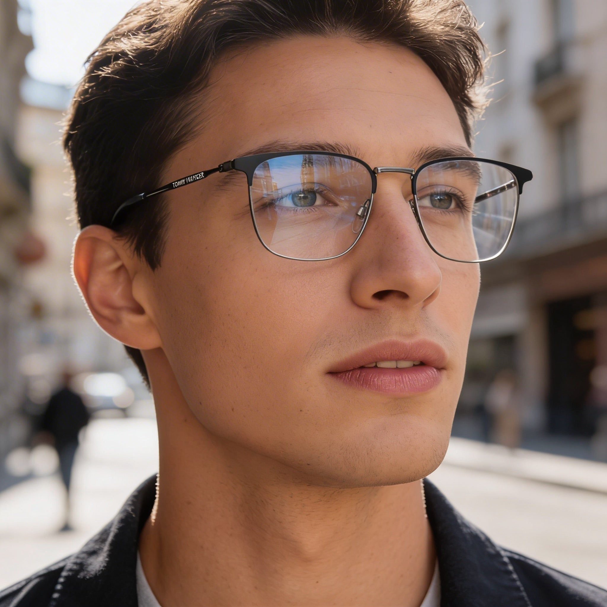 Tommy Hilfiger Th 1816 Men's Metal Matte Black Eyeglasses Frame, Lens Width 52mm, Bridge Width 19mm, Temple Length 150mm, Photo 4