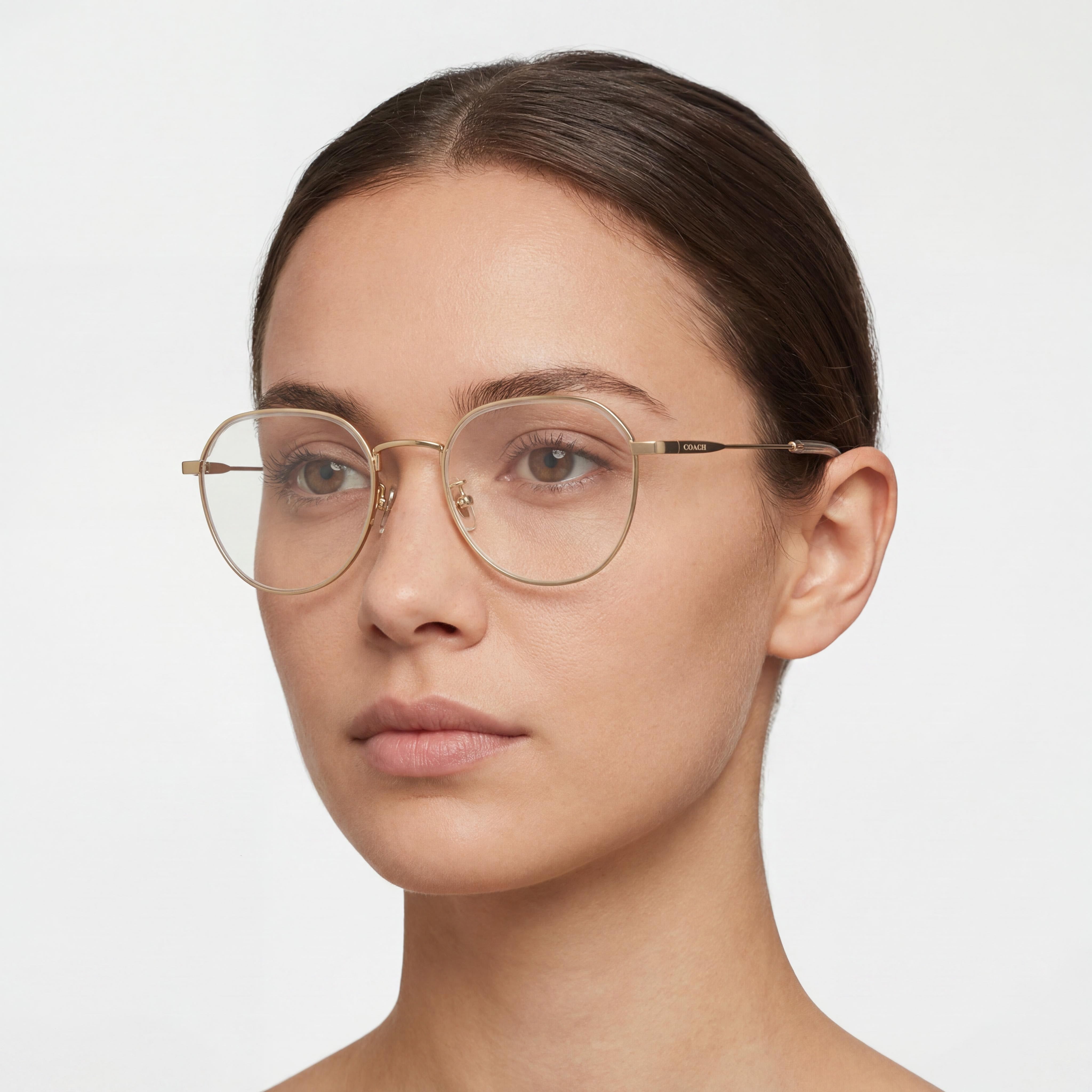 Coach Hc5188td Women's Shiny Light Gold/Clear Titanium Prescription Ready Eyeglasses 51mm, Photo 5