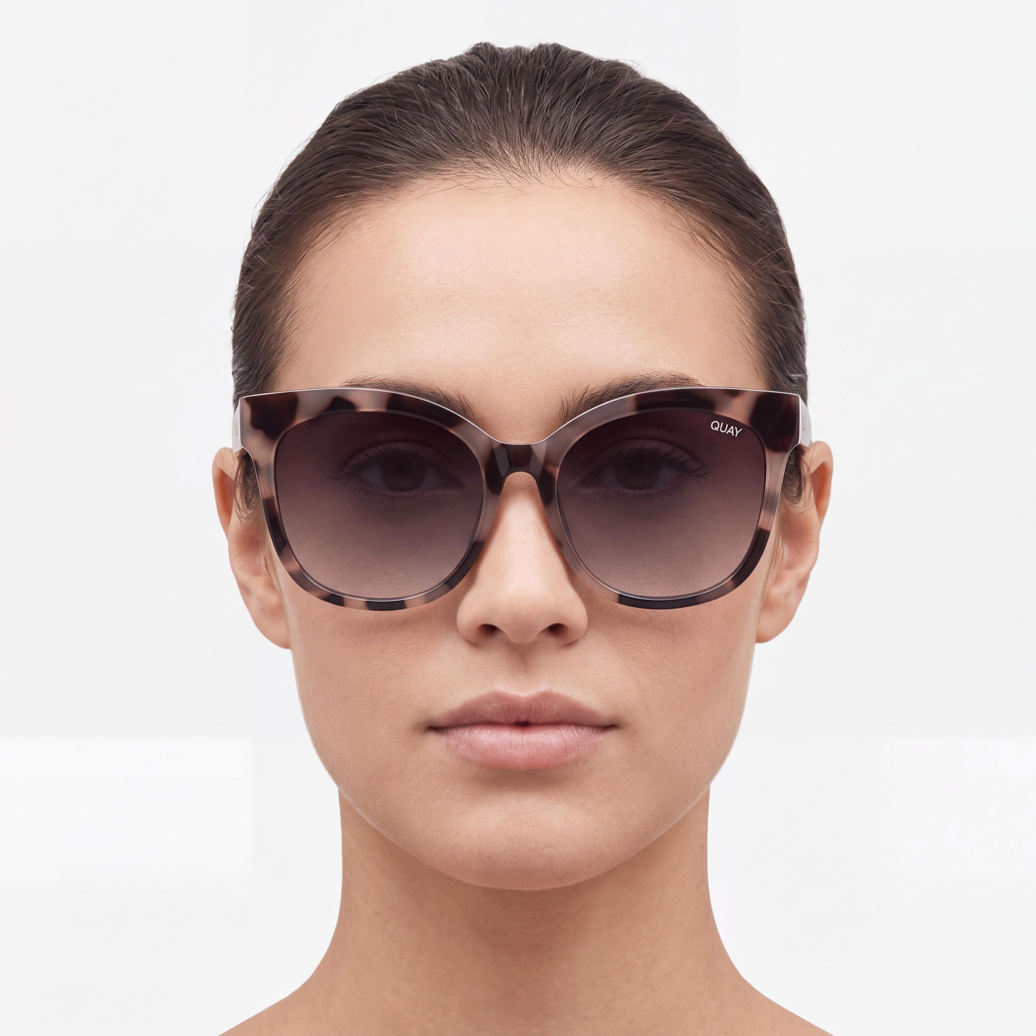 QUAY AUSTRALIA Cat Eye Women's Milk Tortoise Smoke Plastic Frame with Smoke Lenses, UV Protection, 59mm, Photo 4