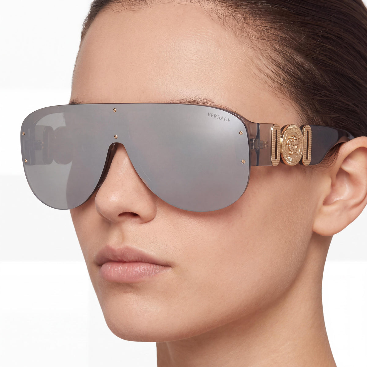 Versace Transparent Grey Unisex Plastic UV Protected Light Silver Mirror Lenses 48mm (Temple 140mm), Photo 3