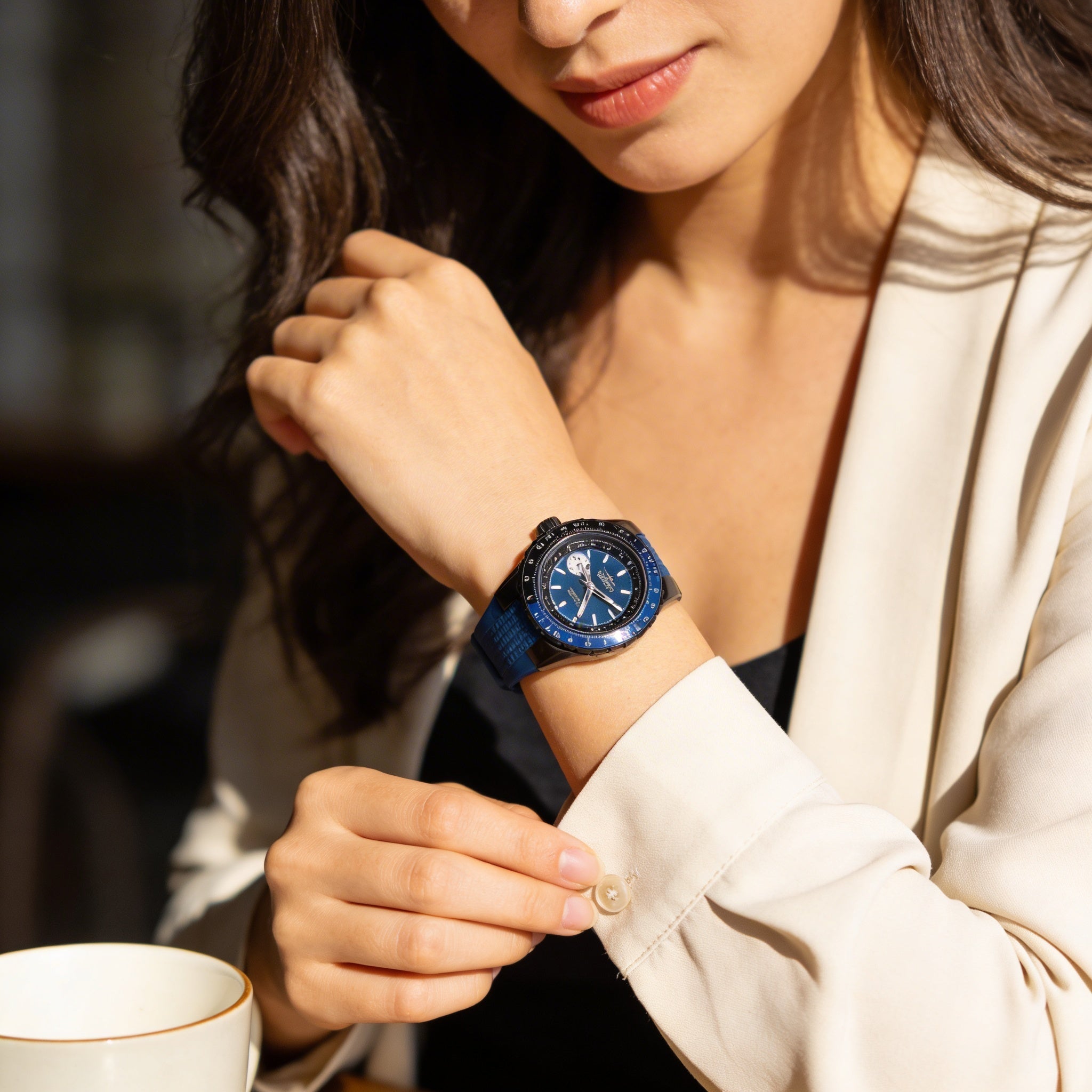 Reloj Invicta Aviator 49300 para hombre, de cuarzo, acero inoxidable negro, 50 mm, esfera azul, correa de silicona y resistente al agua hasta 10 ATM., Photo 3