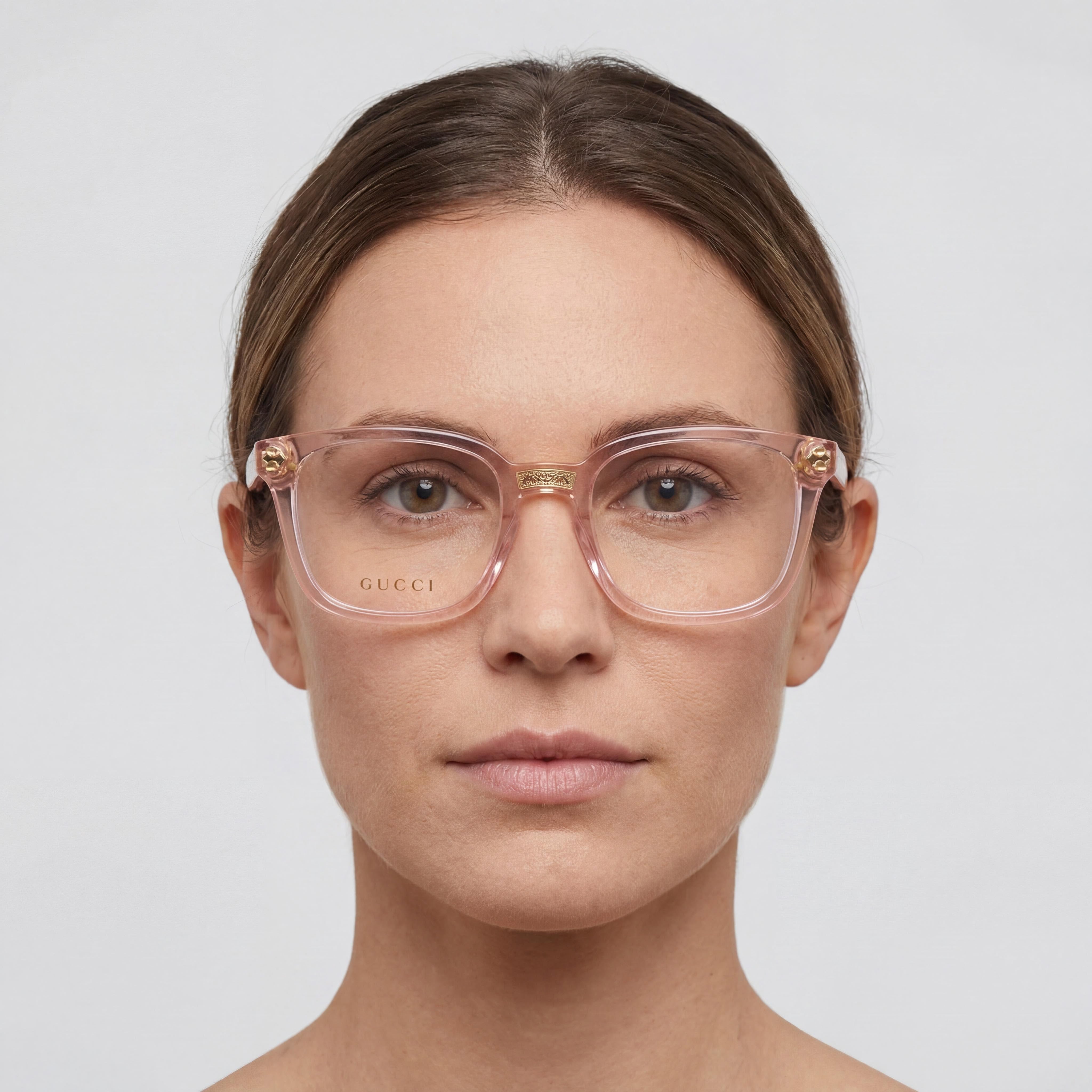 Gafas graduadas cuadradas Gucci GG0184O para mujer, montura de plástico rosa transparente de 50 mm, Photo 4