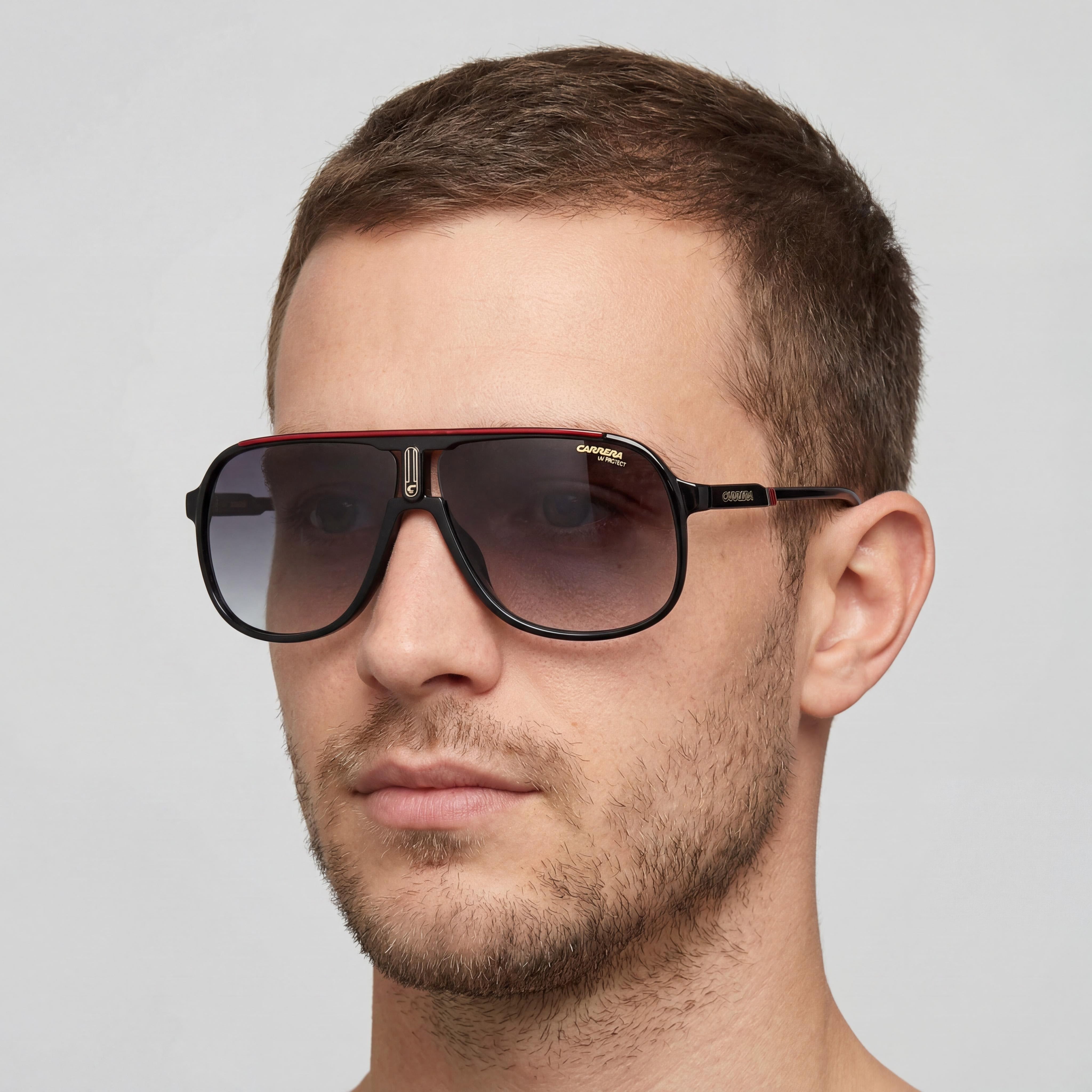 Gafas de sol Carrera Contemporary unisex con protección UV de propionato inyectado, no polarizadas, color negro y rojo, 62 mm, Photo 5