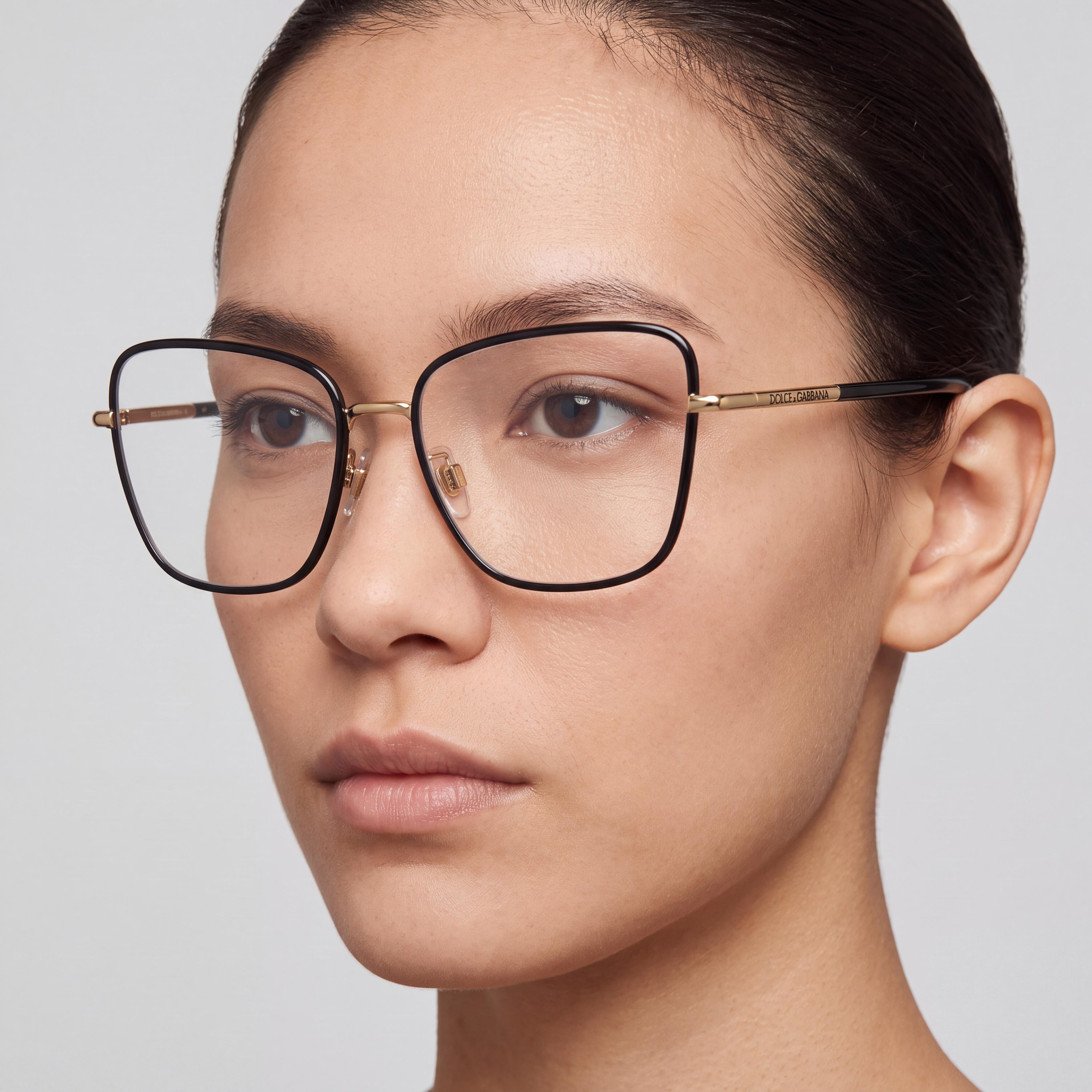 Dolce & Gabbana Classic Minimalist Unisex Black Eyeglasses Optical Frames with Clear Demo Lenses - Prescription Ready, Photo 5