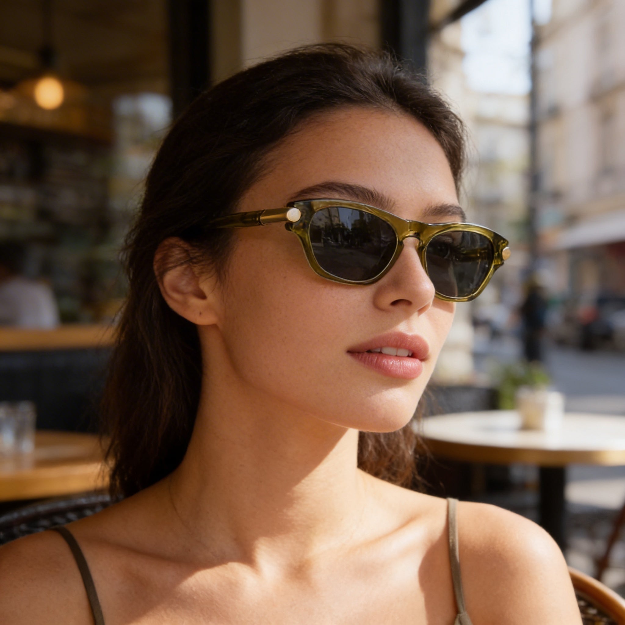 Gafas de sol de mujer Burberry Pillow Collection cateye verdes de acetato con lentes negras, 54 mm de ancho de lente, Photo 6