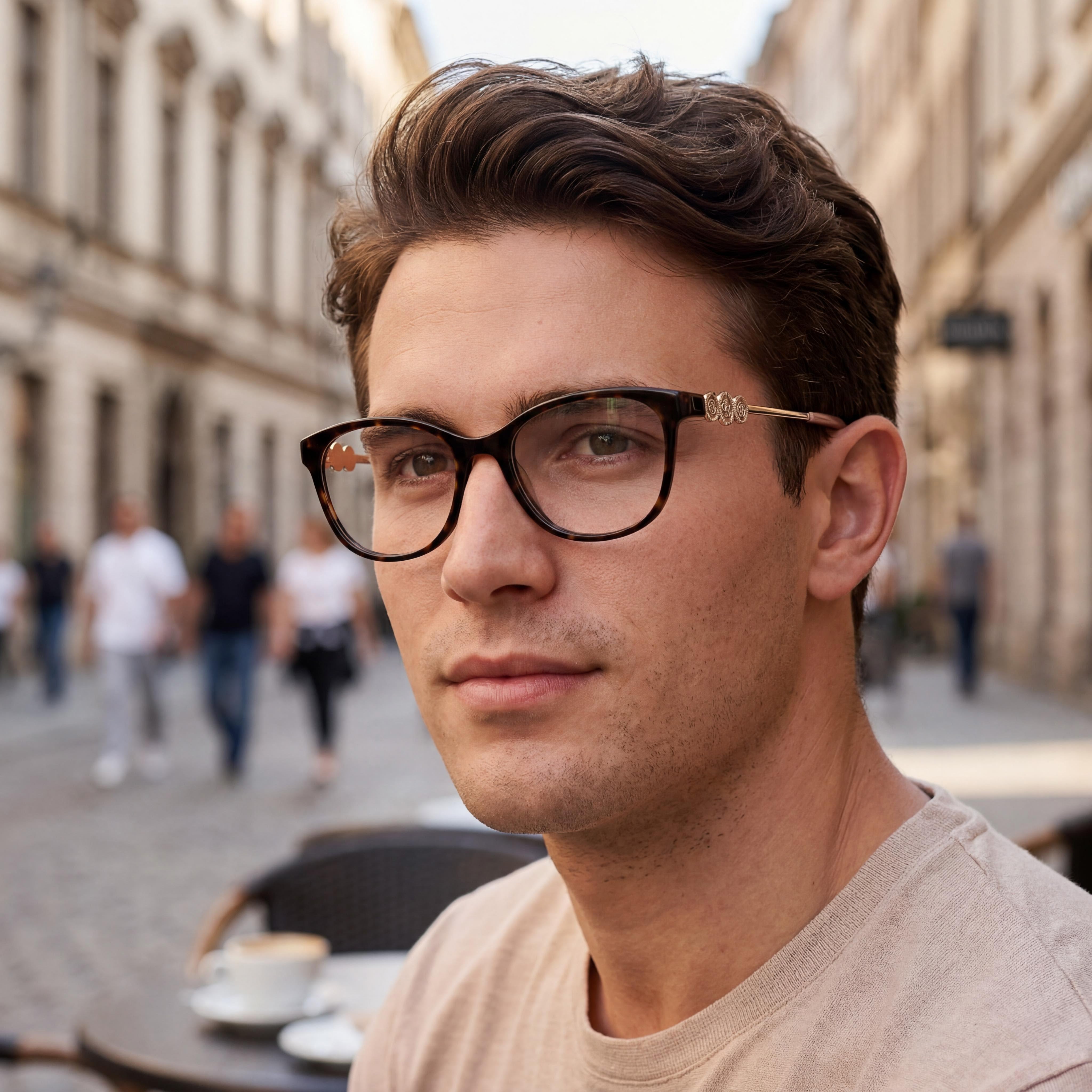 GUESS 50255 Men's Dark Havana Pale Gold Multicolor Lens Plastic Eyewear 52mm, Photo 5