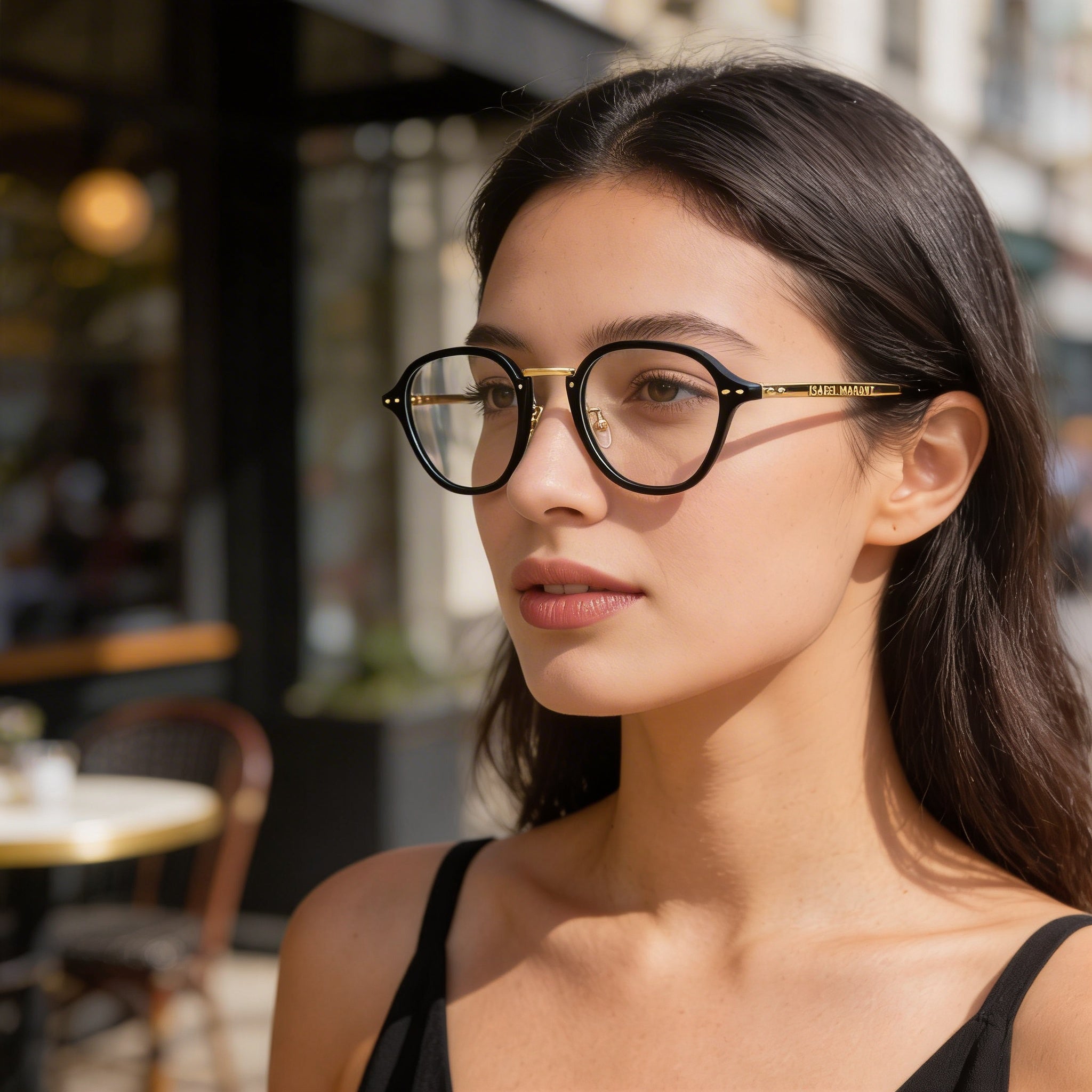 Isabel Marant Im 0034 Women's Modern Polyamide Frame Sunglasses with Polycarbonate Black Gold Lenses, 49mm, Photo 4