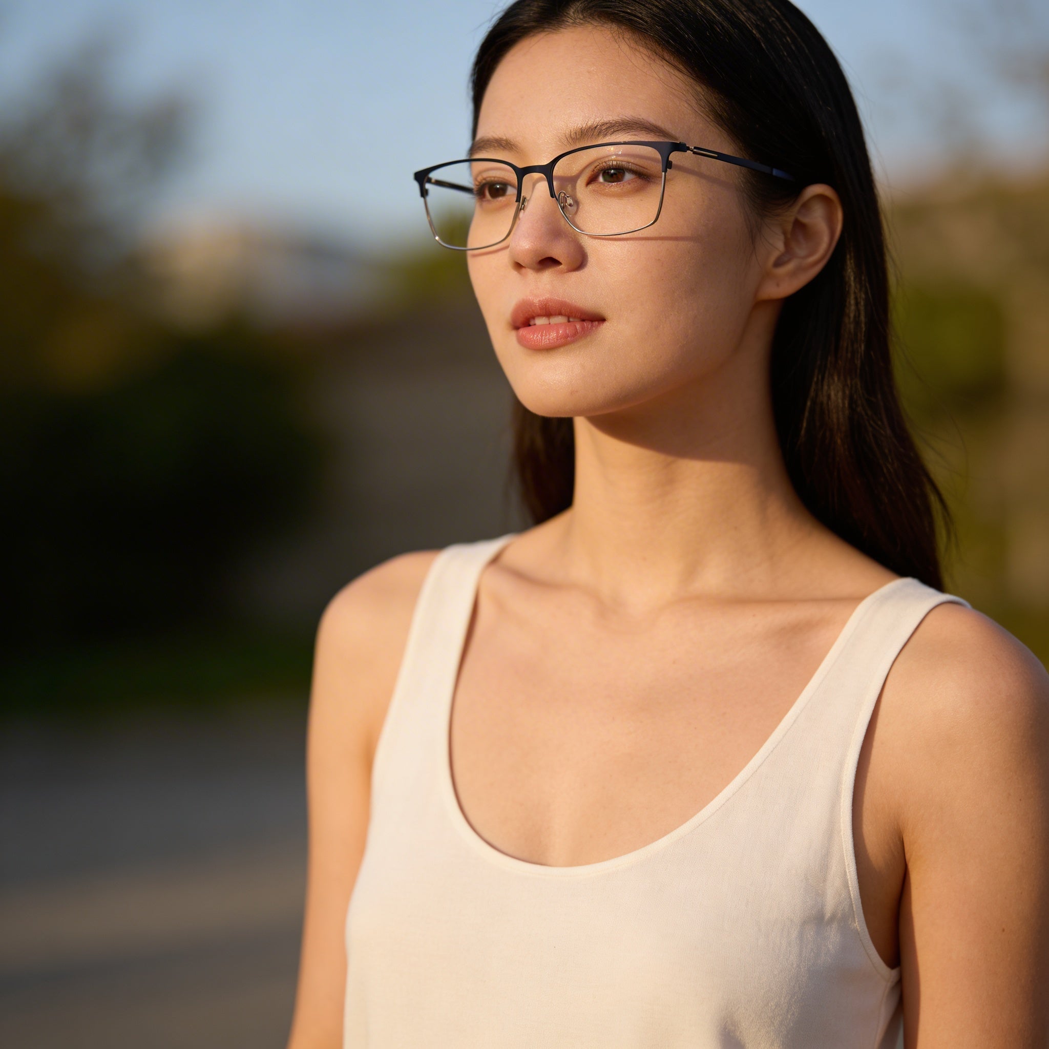 Flexon E1147 Unisex Eyeglasses with Acetate Frame, Presented in a Matte Navy Gunmetal Color, 55mm Lens Width, Photo 5