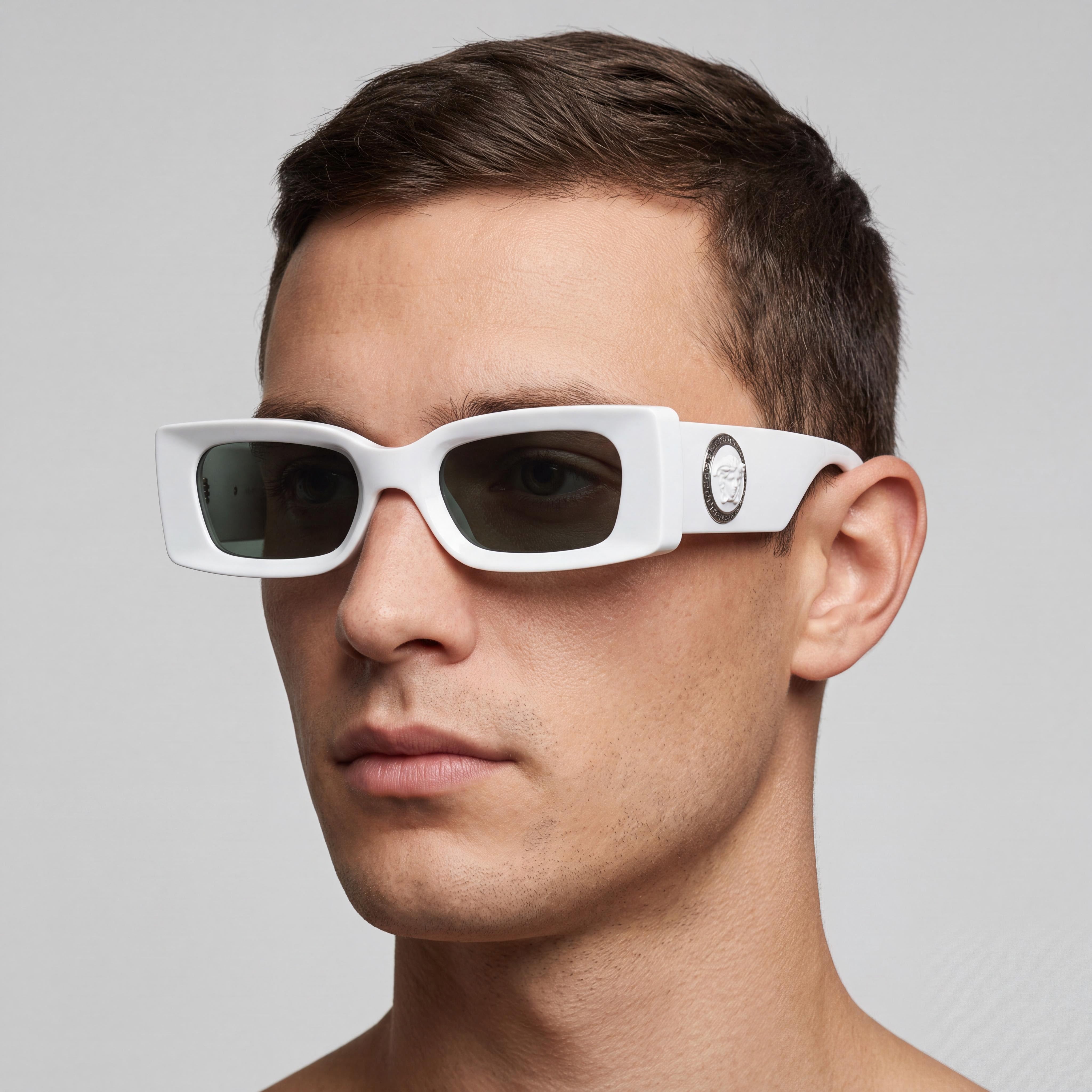 Versace Ve 4474u Unisex Titanium Non-Polarized Sunglasses Grey, White & Dark Grey 52-20-140, Photo 5