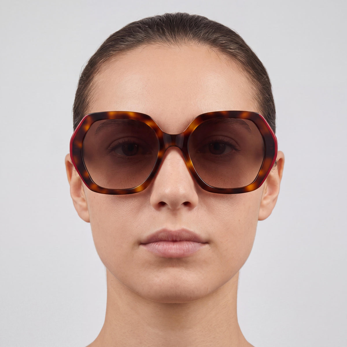 Carolina Herrera Unisex Rectangular Esencial Havana Rojo Montura Acetato Lente Marrón Sombreado 55mm Protección UV, Photo 4