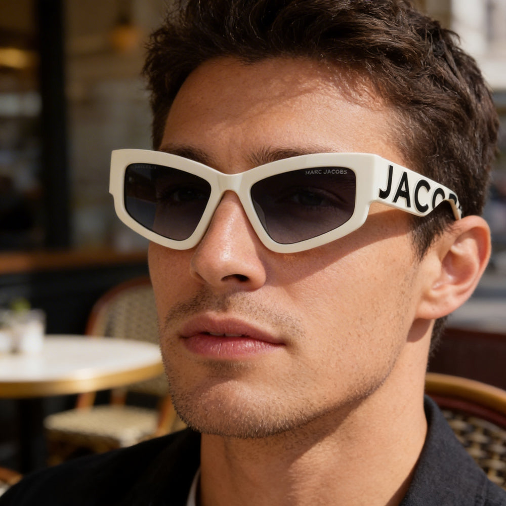 Marc Jacobs Casual Men's Beige Black Polyamide Non-Polarized Polycarbonate Dark Grey Shaded Sunglasses 55-19-145mm