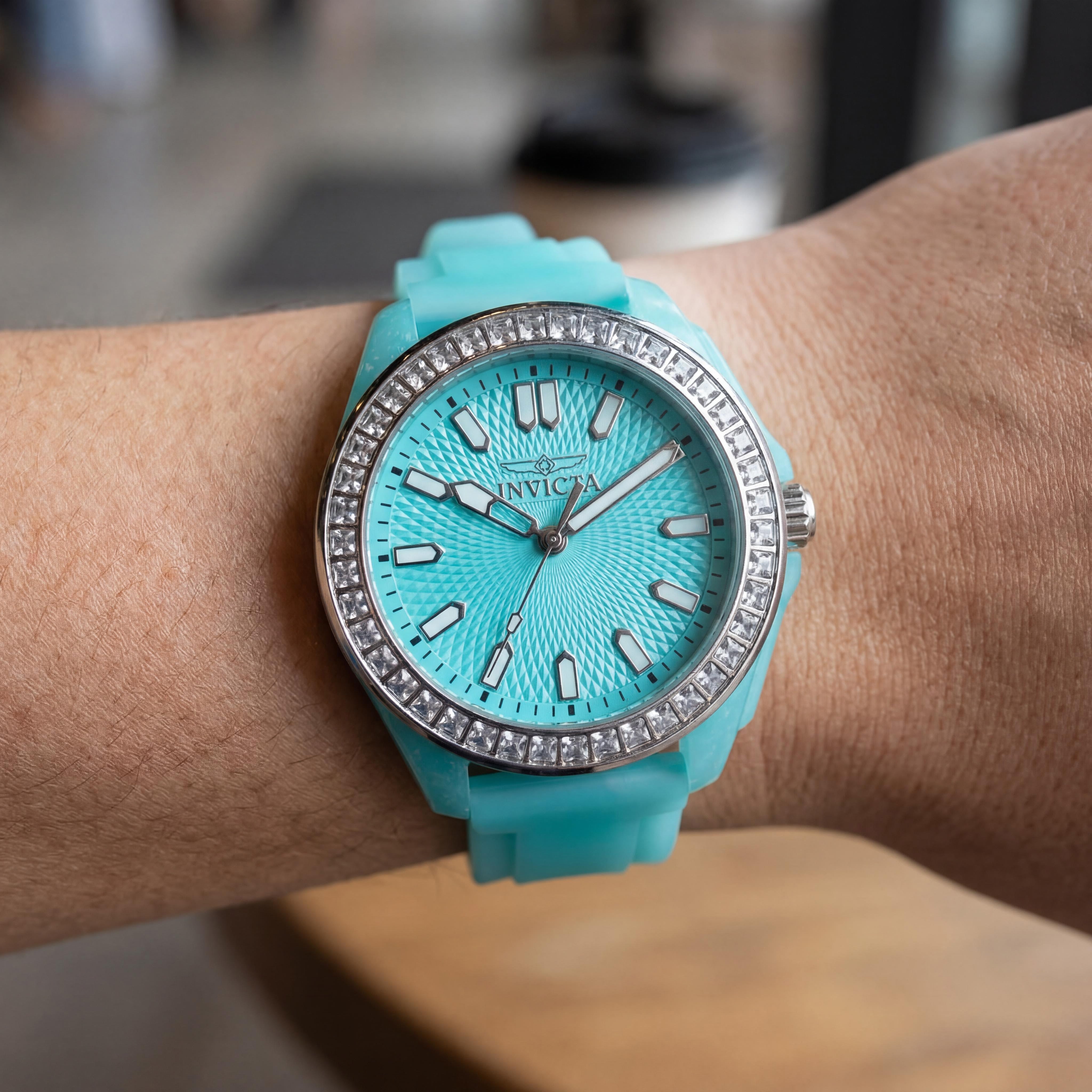 Invicta Celestial 50203 Women's Blue Dial Quartz Movement Silicone Strap Watch, 37mm Case, Photo 4