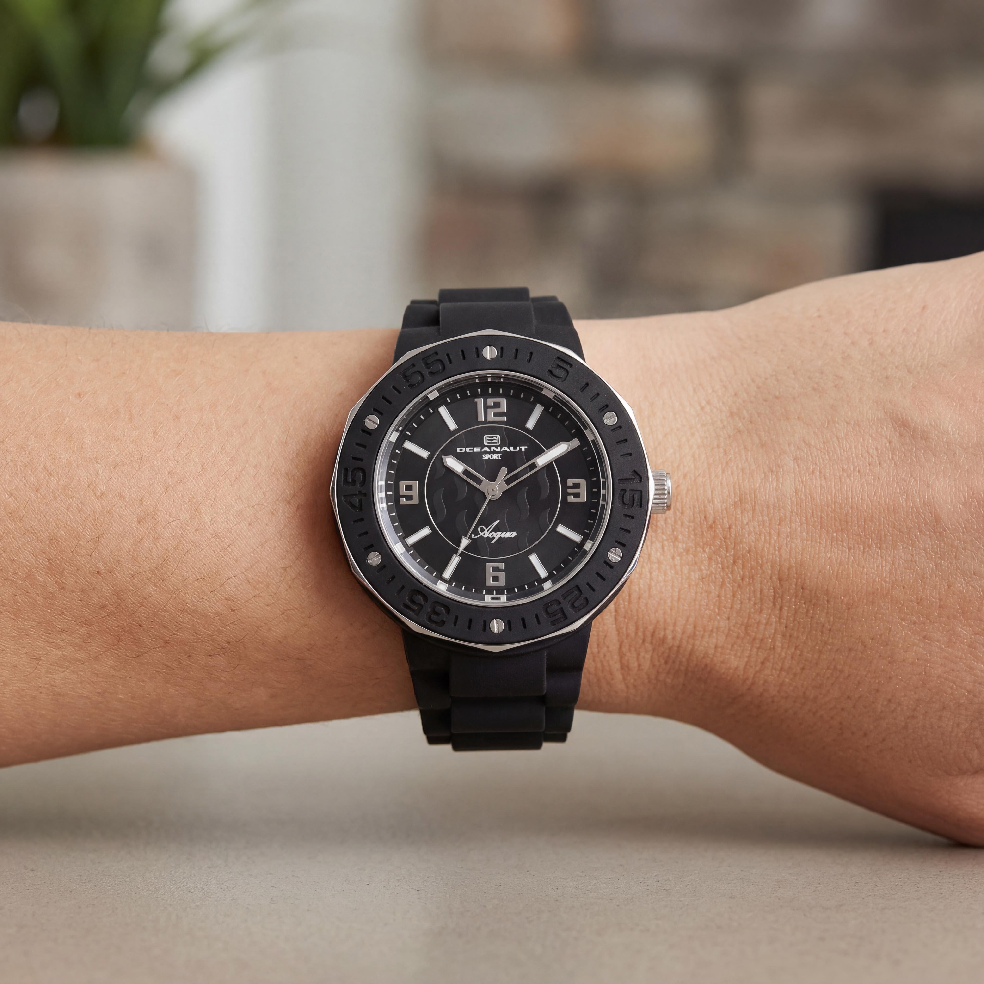 Reloj de Cuarzo Oceanaut Casual para Mujer con Correa de Caucho Negro, Resistente al Agua y Caja de 41 mm, Photo 4