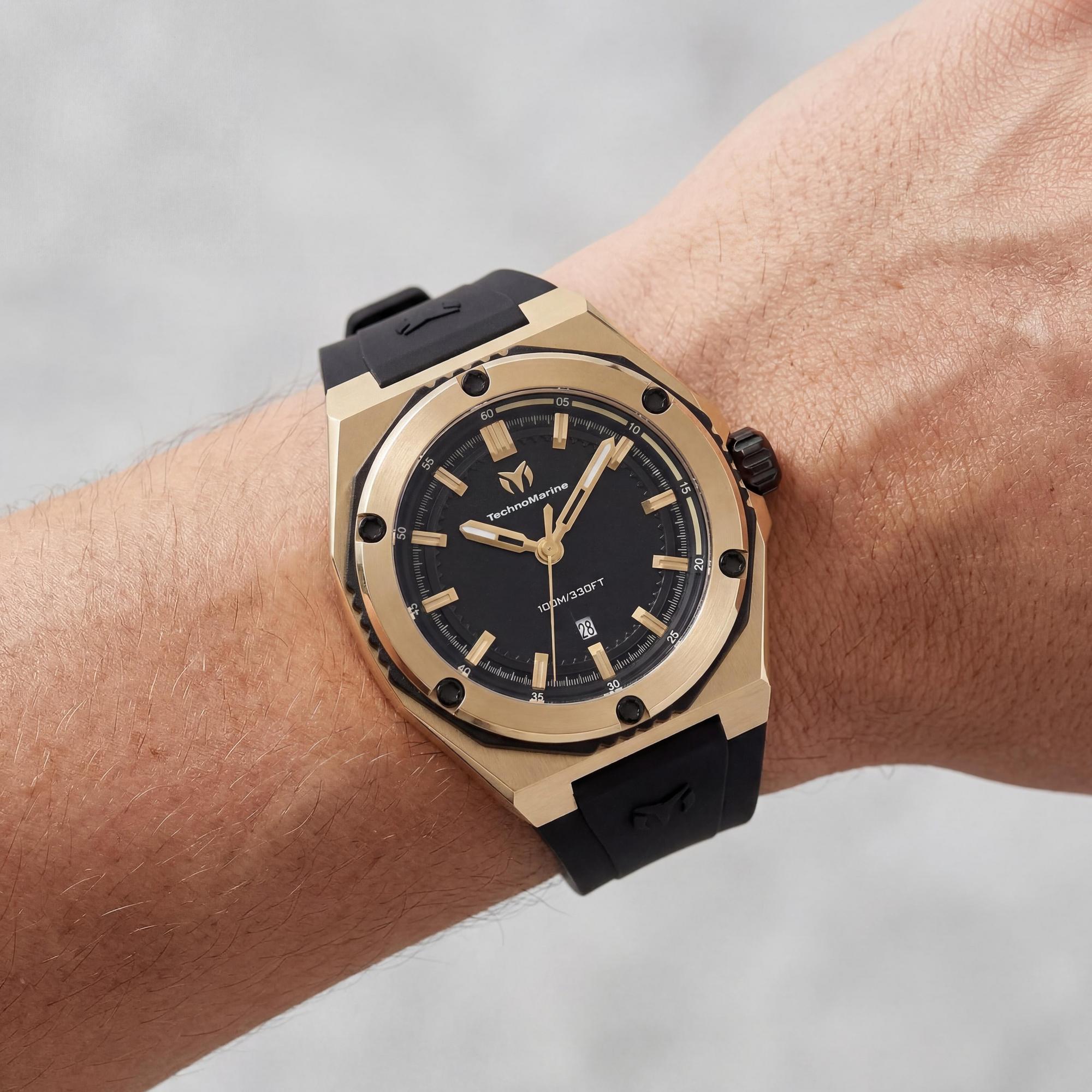 TechnoMarine CORAL - Legacy TM-416064 Unisex 45mm Stainless Steel Black Dial Quartz 10 Bar Water Resistant Watch, Photo 3