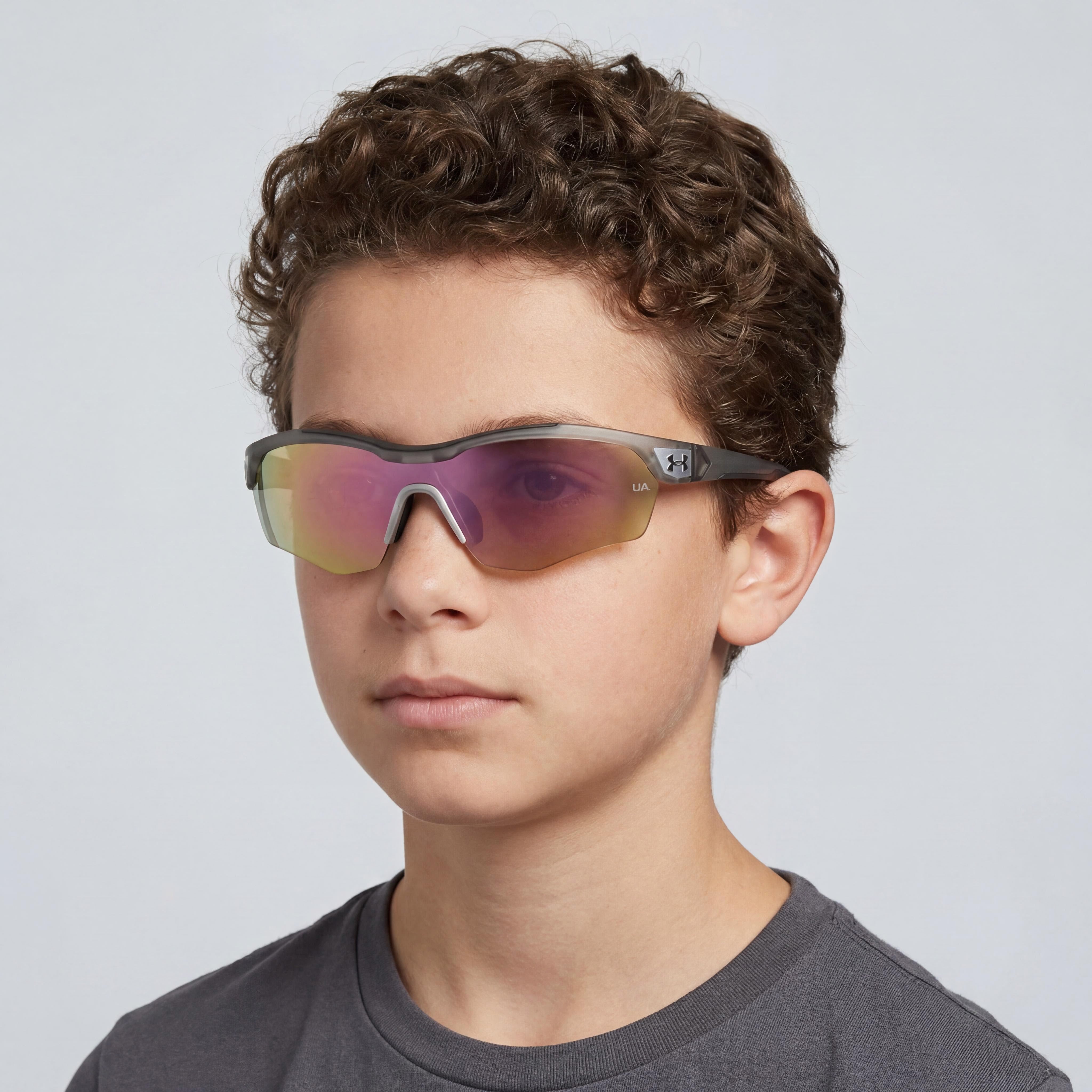 Under Armour Modern Unisex Crystal Grey Polyamide Non-Polarized Sunglasses, Violet Blue Multilayer Lenses, UV Protection, 99mm Lens Width, Photo 5