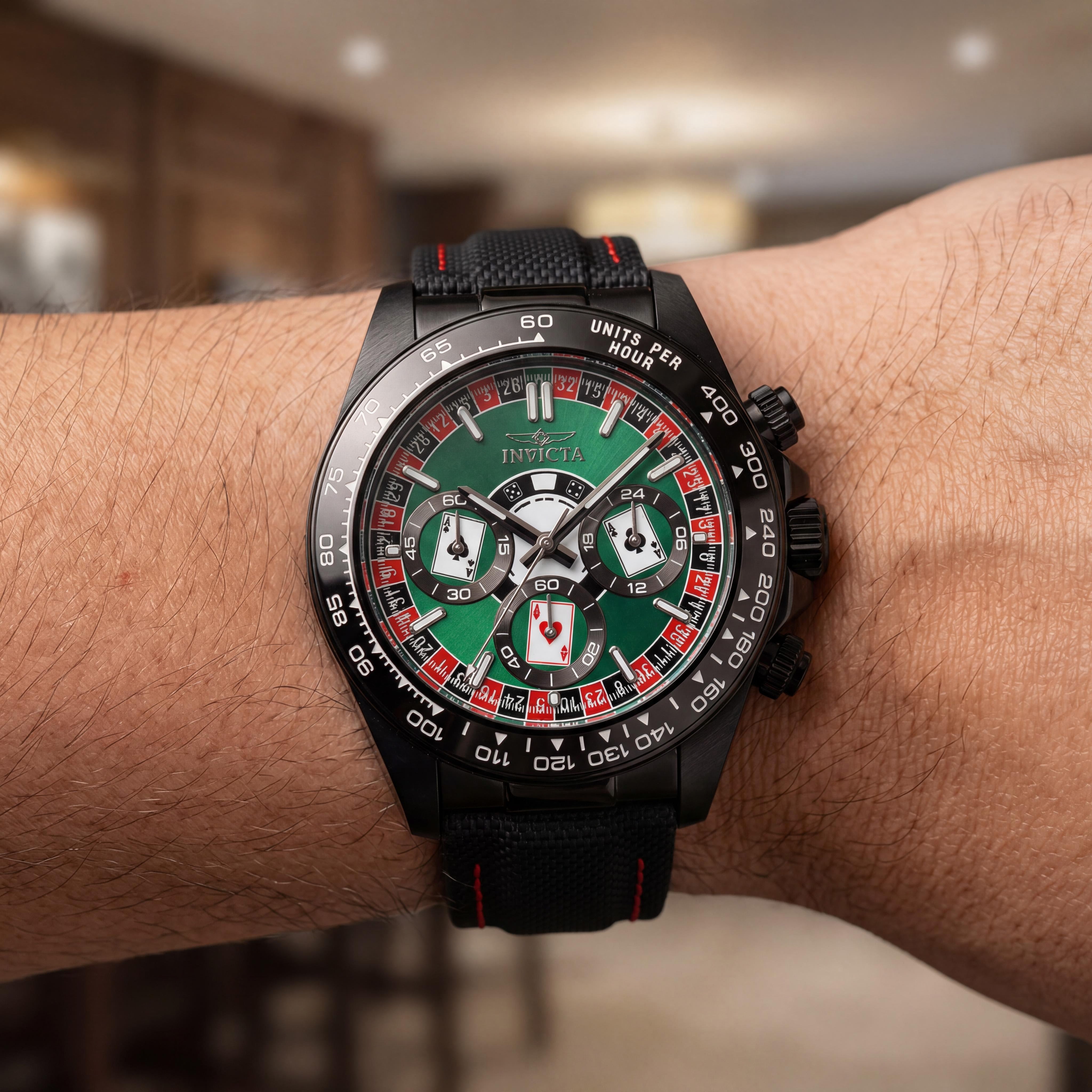 Invicta Speedway 50517 Unisex Green Dial Stainless Steel Quartz Watch with Nylon Strap, 10 ATM Water Resistant, 40mm, Photo 4