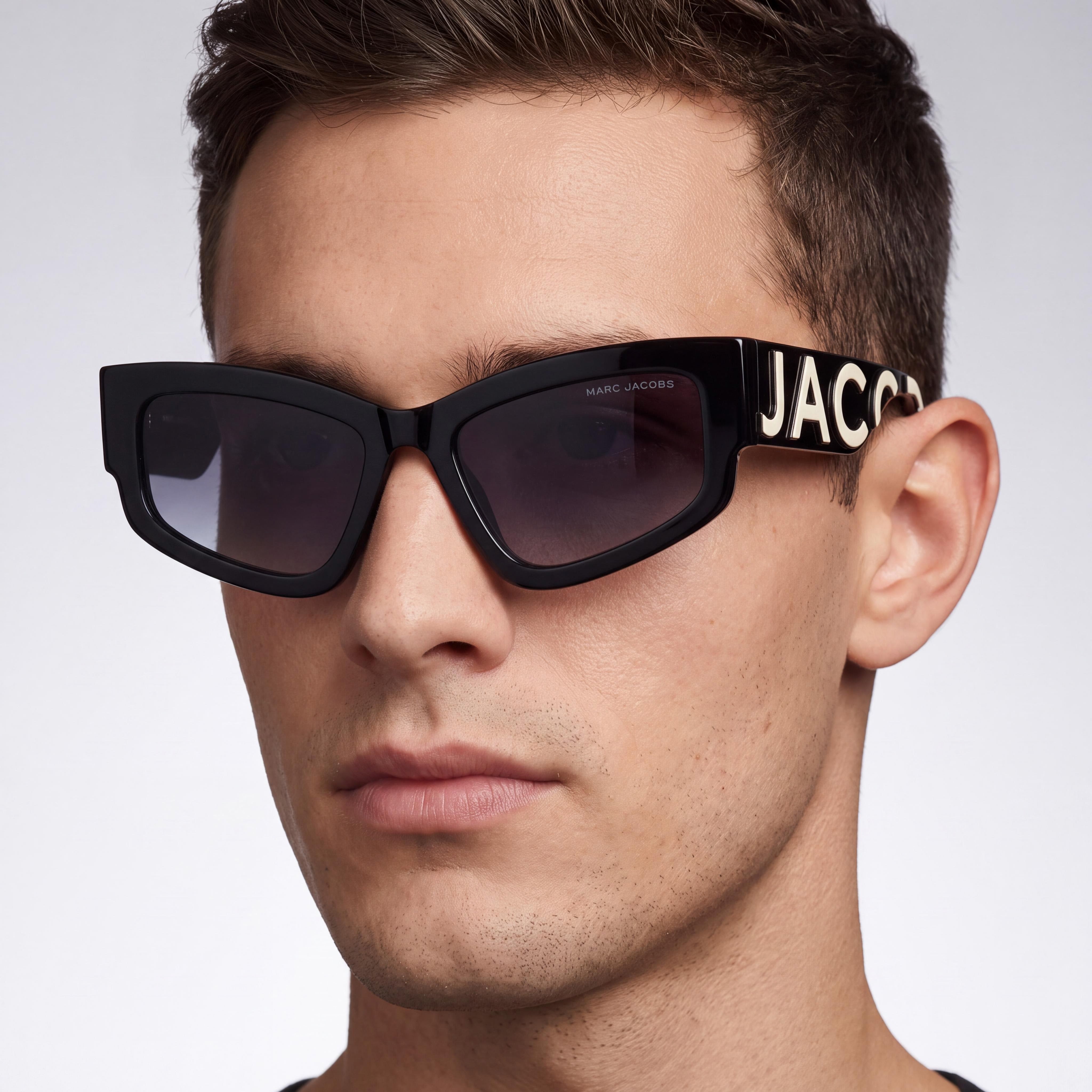 Marc Jacobs MARC 796/S Men's Casual Sunglasses, Black Beige Frame, Dark Grey Shaded Lens, 100% UV Protection, 55mm, Photo 4