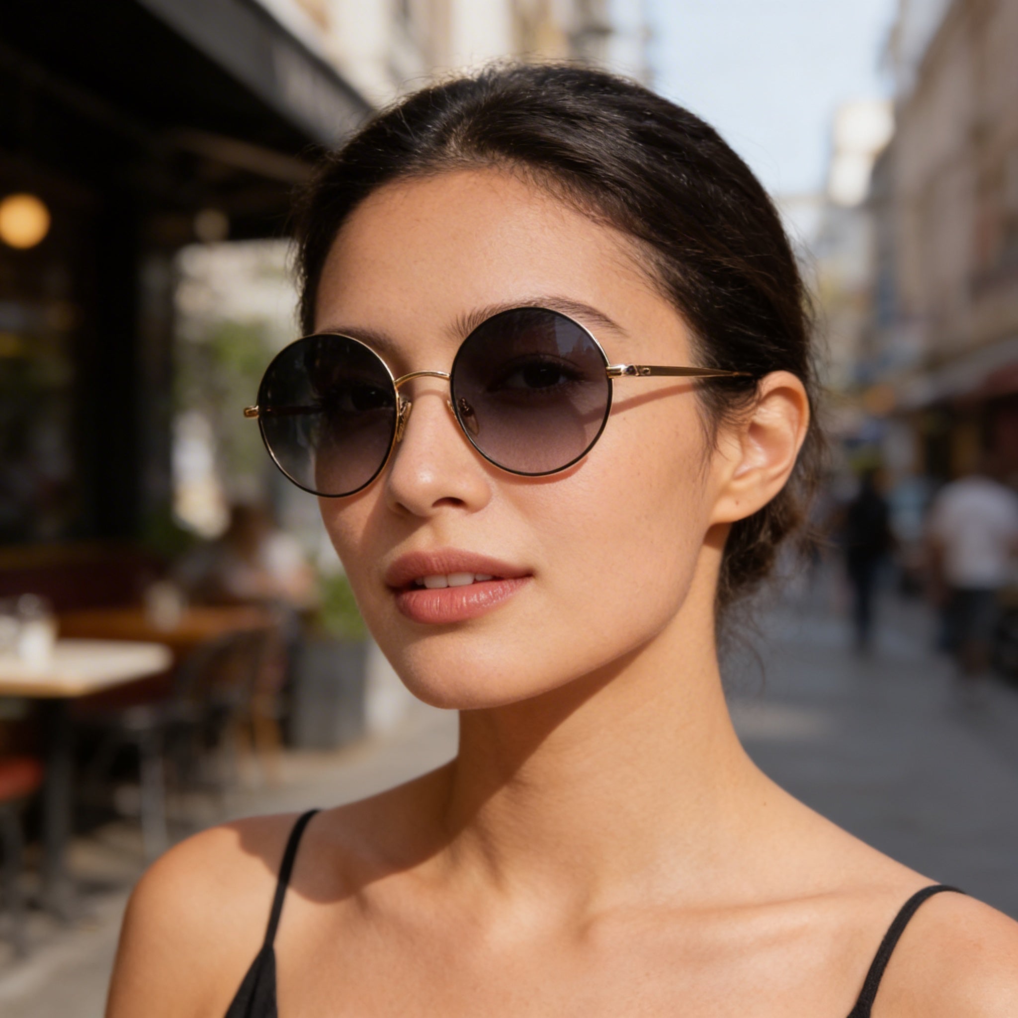 Gafas de sol clásicas Isabel Marant para mujer, redondas, de acero inoxidable, color negro y dorado, con protección UV, 54 mm, Photo 6