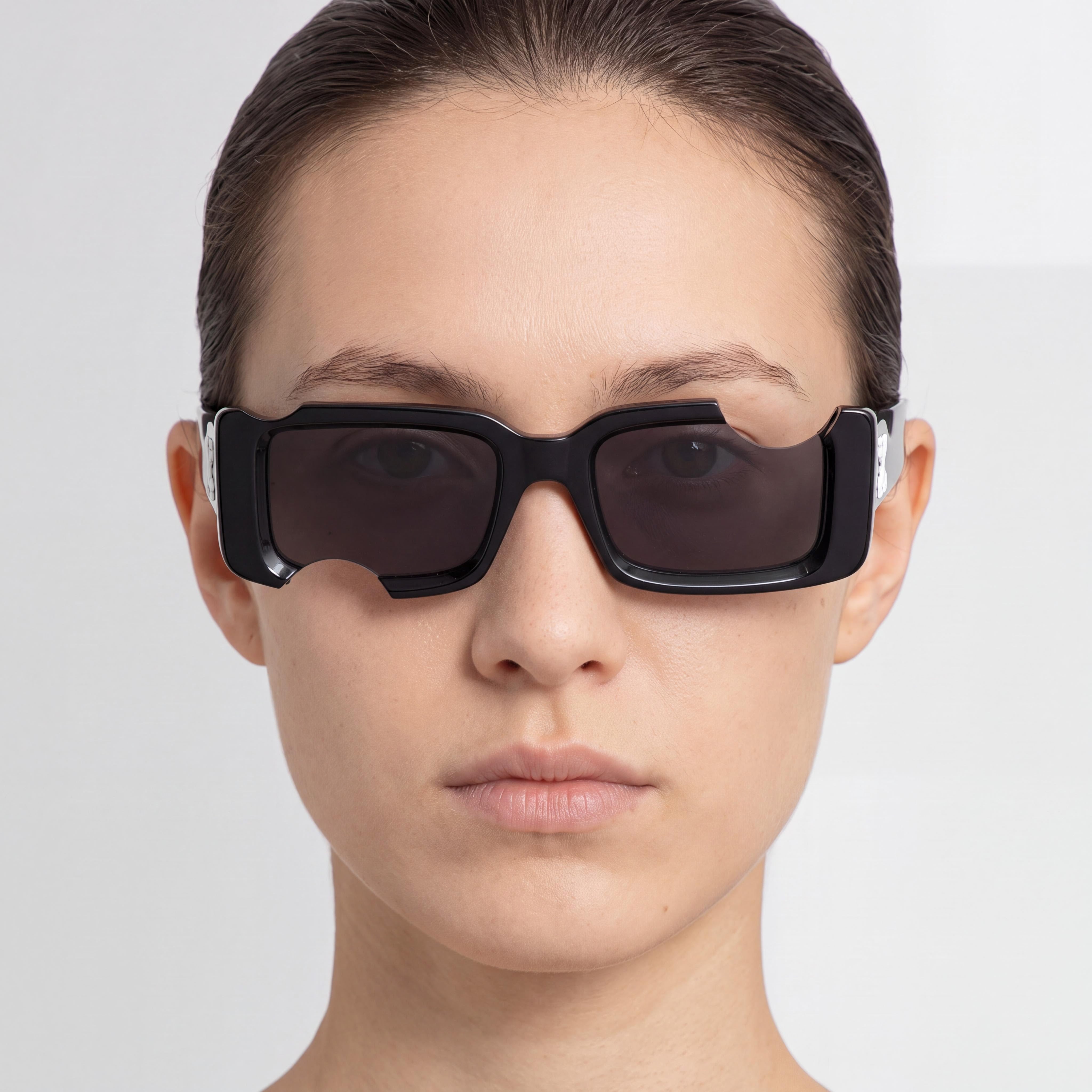 OFF-WHITE OERI006 1007 Modern Unisex Black Acetate Frame Grey Lens Sunglasses 50-20-150, Photo 5