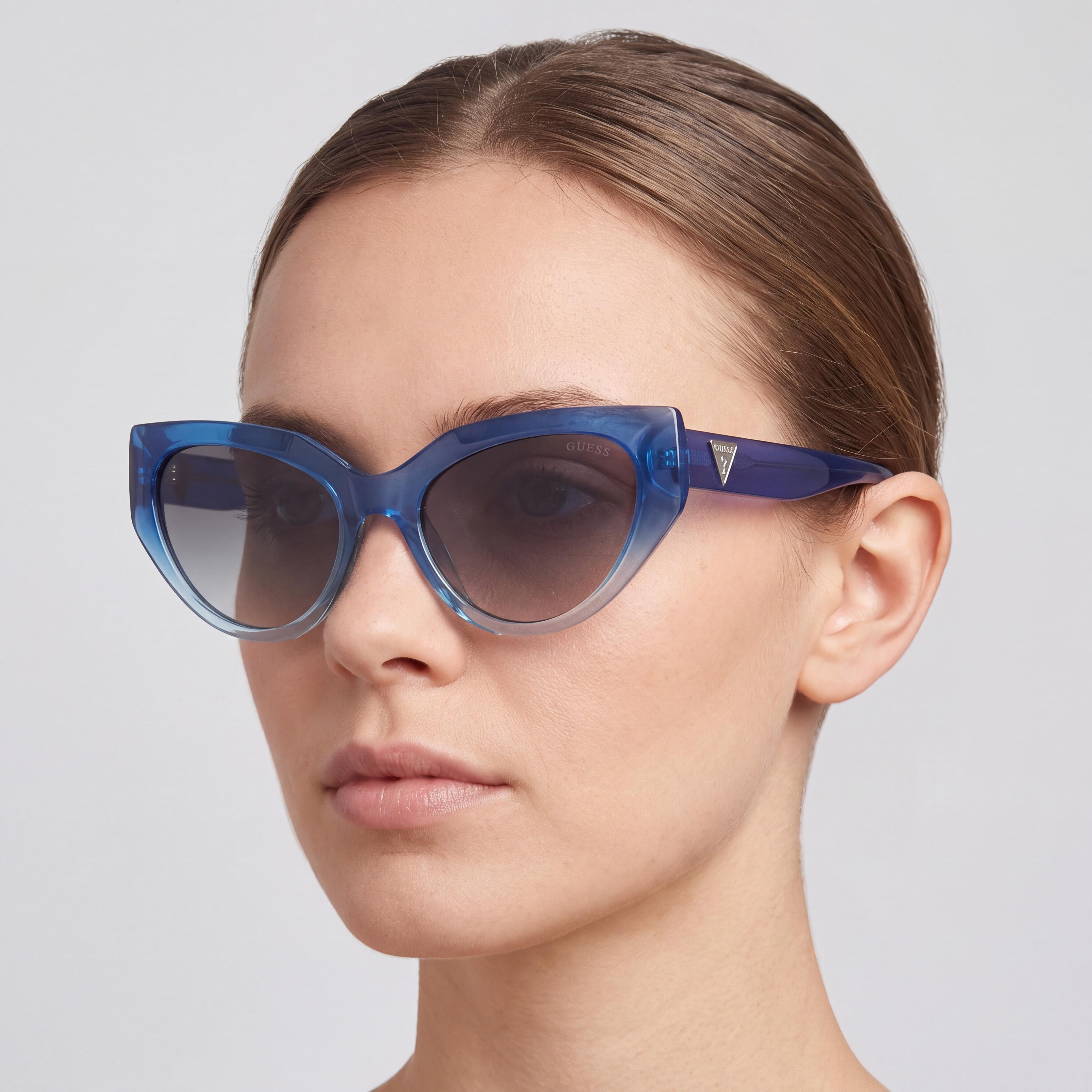 GUESS Gu7787-a Women's Blue Cat Eye Plastic Frame Sunglasses with Gradient Blue Lenses 57mm UV Protection, Photo 5